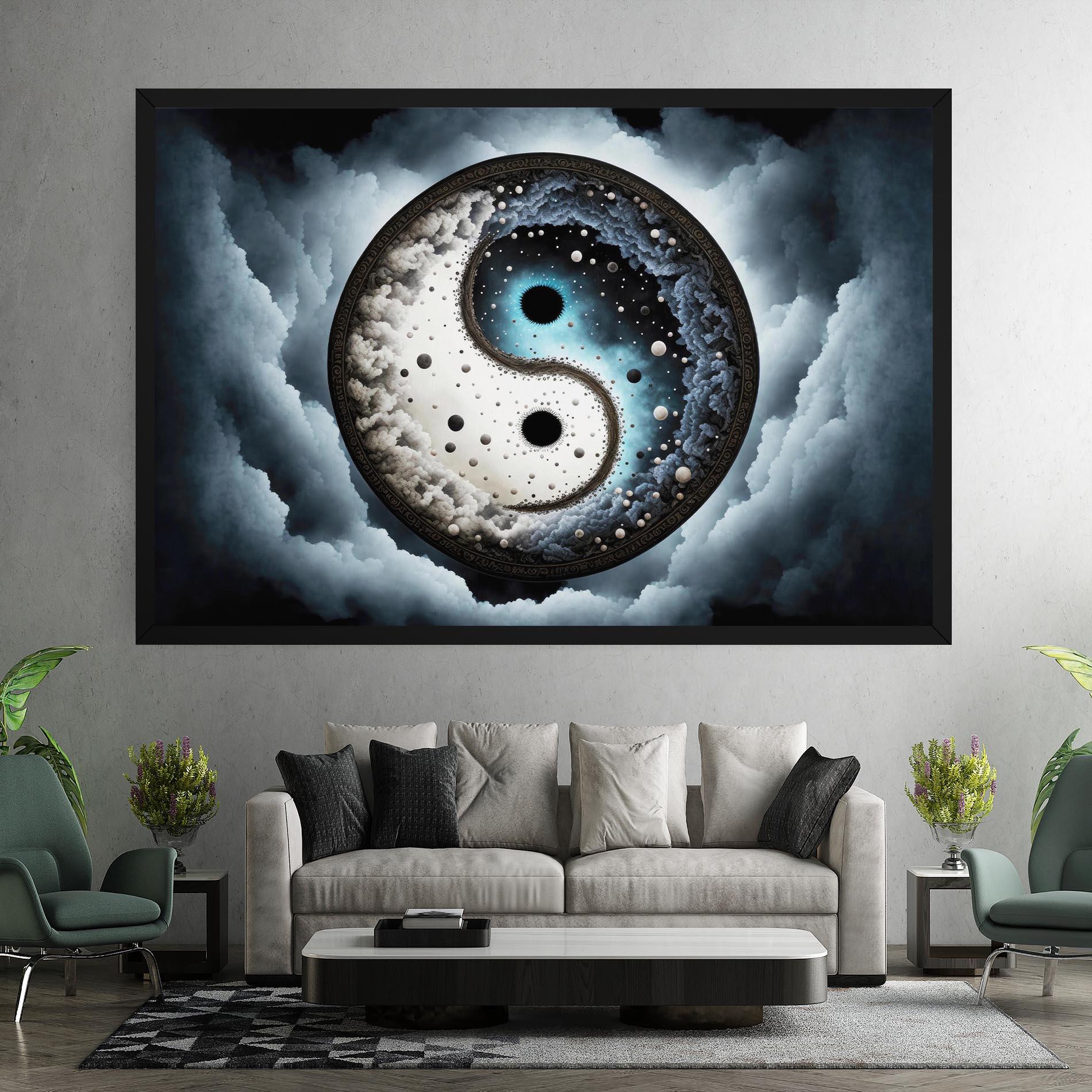 Tablou Canvas Black Blue Yinyang mockup 7