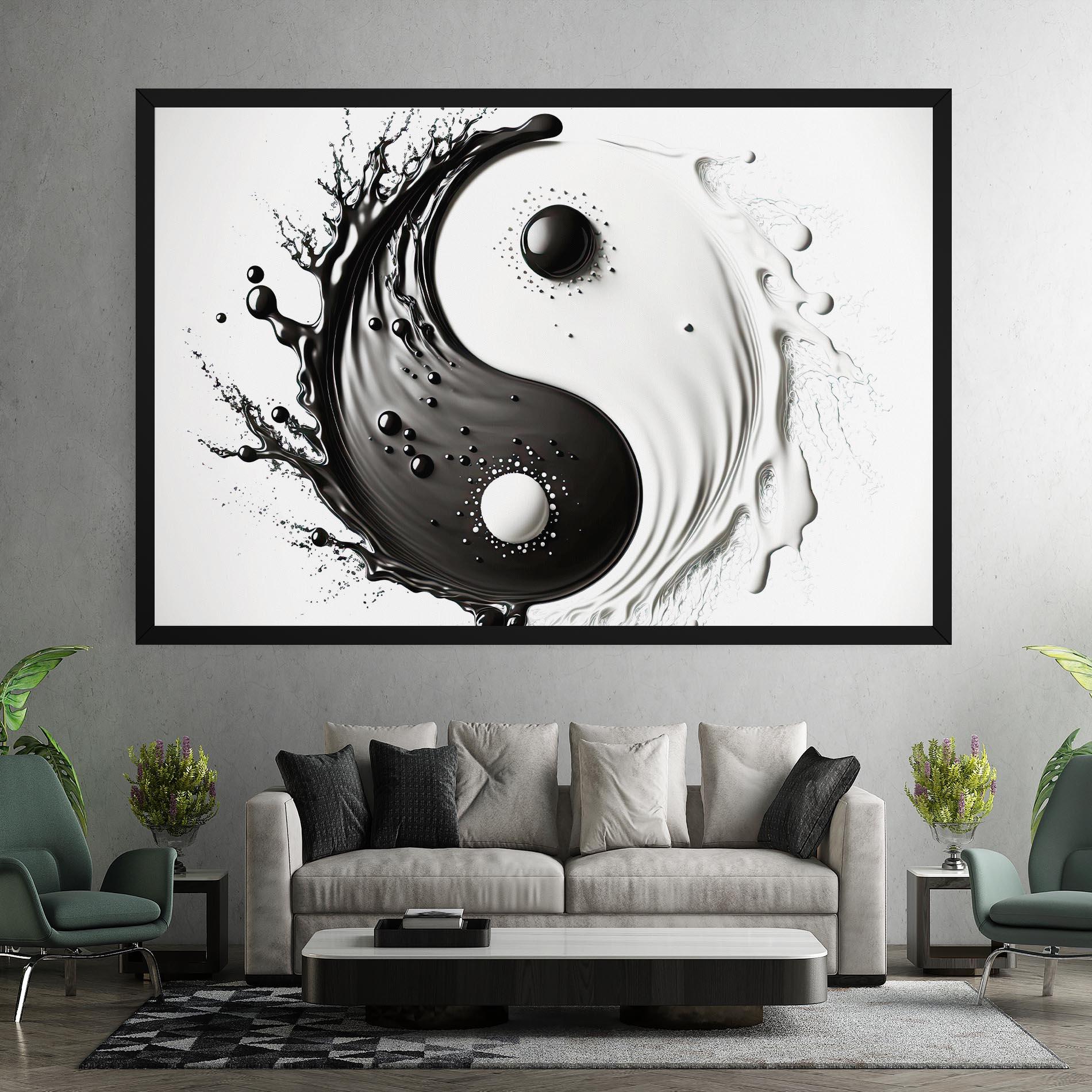Tablou Canvas Black Liquid Yinyang mockup 7
