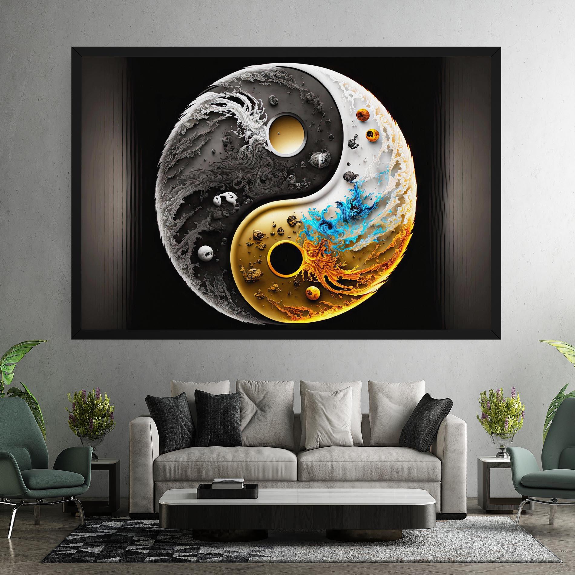 Tablou Canvas Black Yellow Yinyang mockup 7