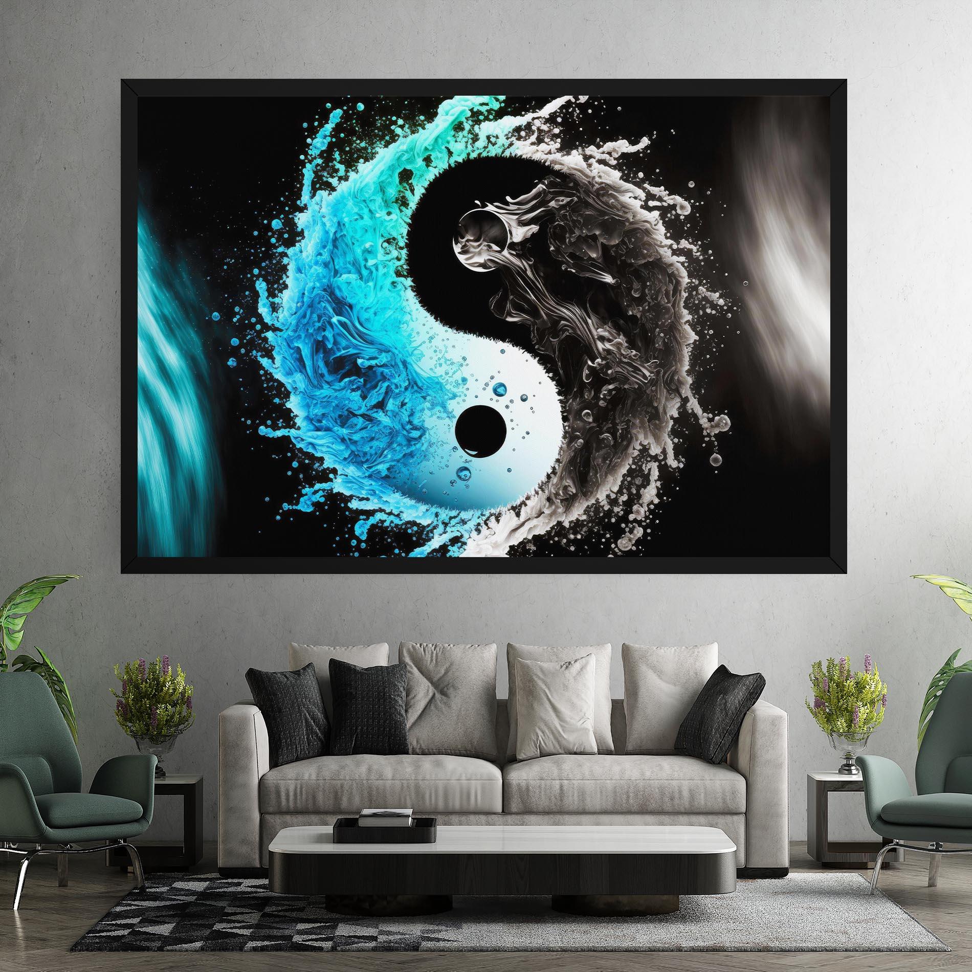 Tablou Canvas Blue Black Yinyang mockup 7