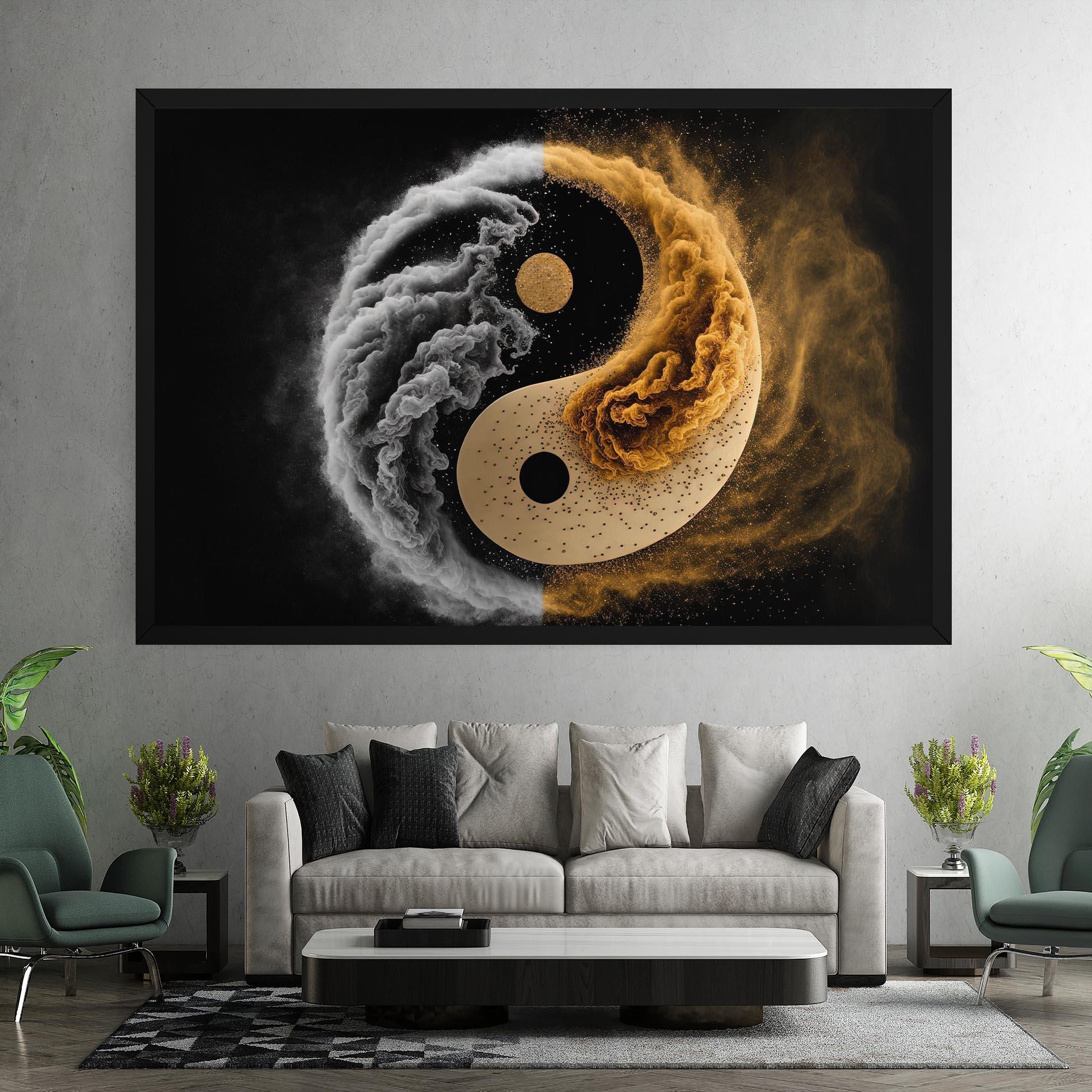 Tablou Canvas Cream Smoke Yinyang mockup 7