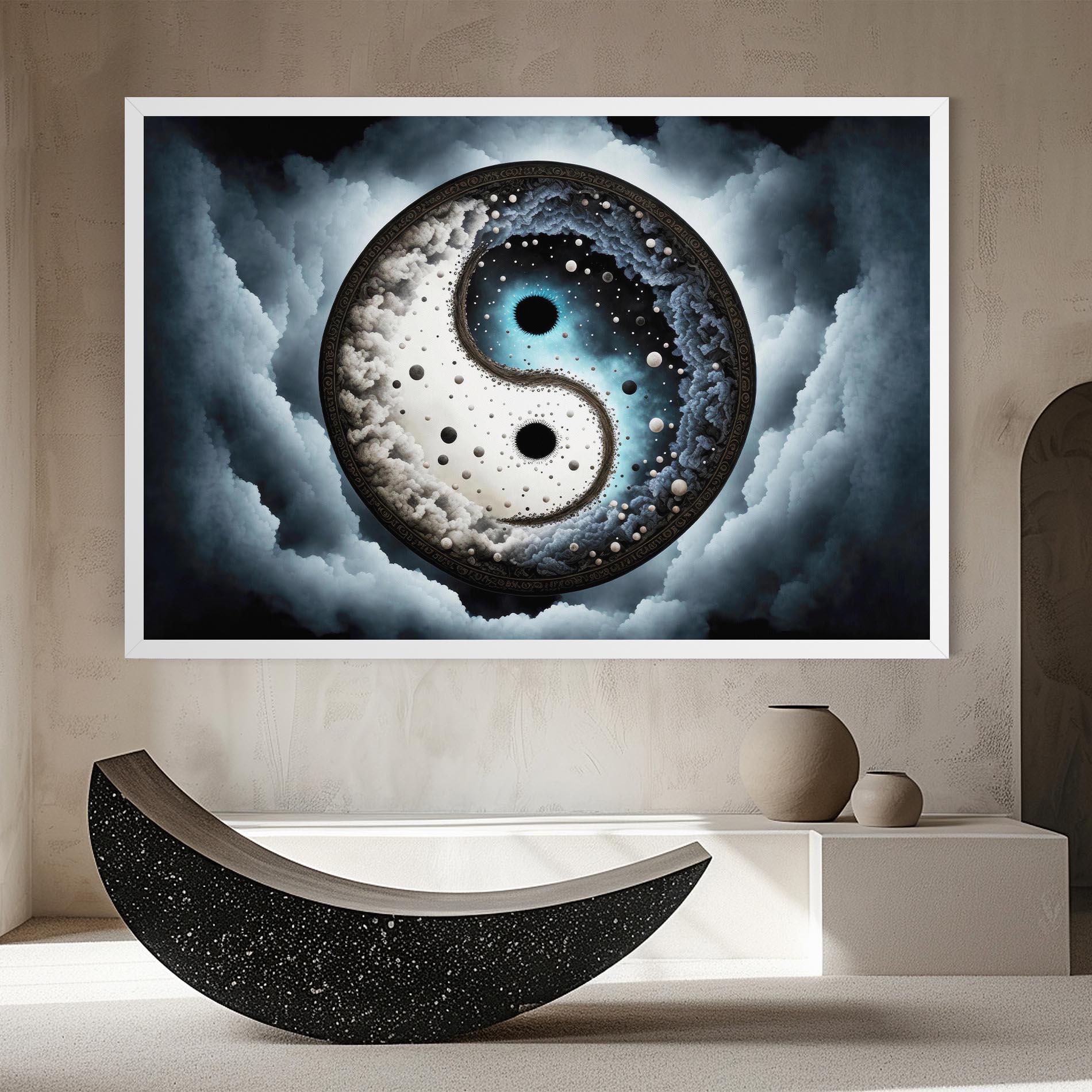 Tablou Canvas Black Blue Yinyang mockup 8