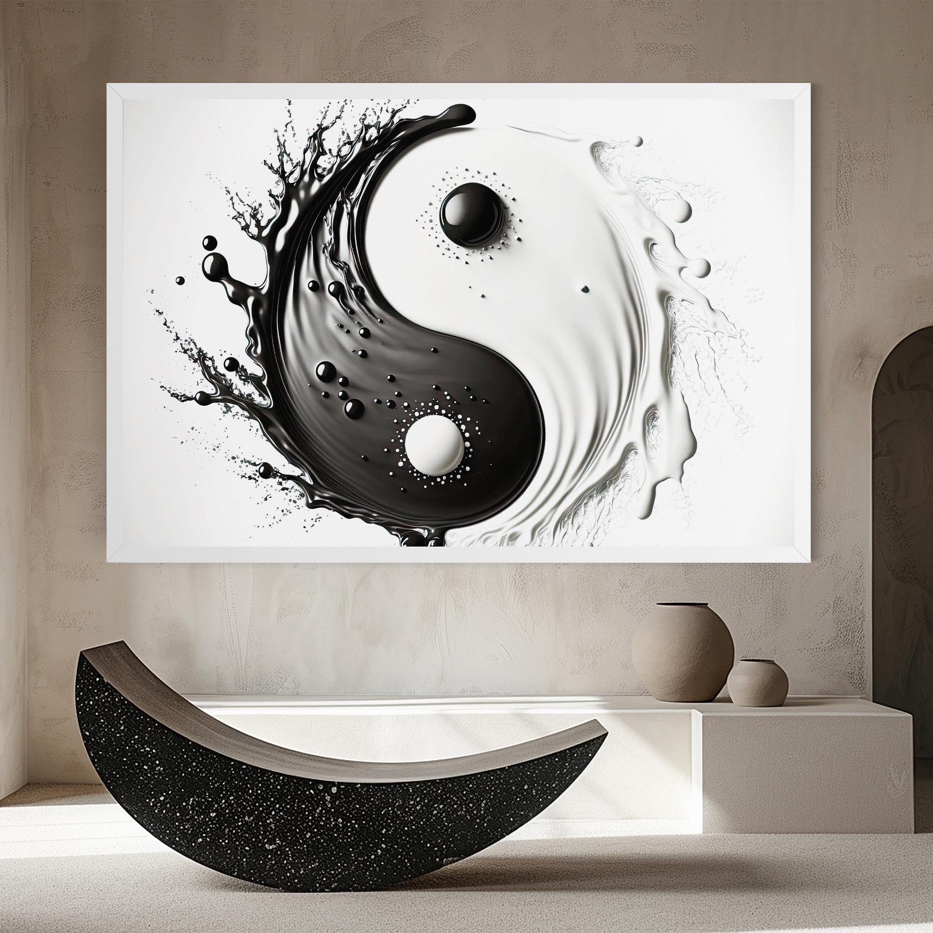 Tablou Canvas Black Liquid Yinyang mockup 8