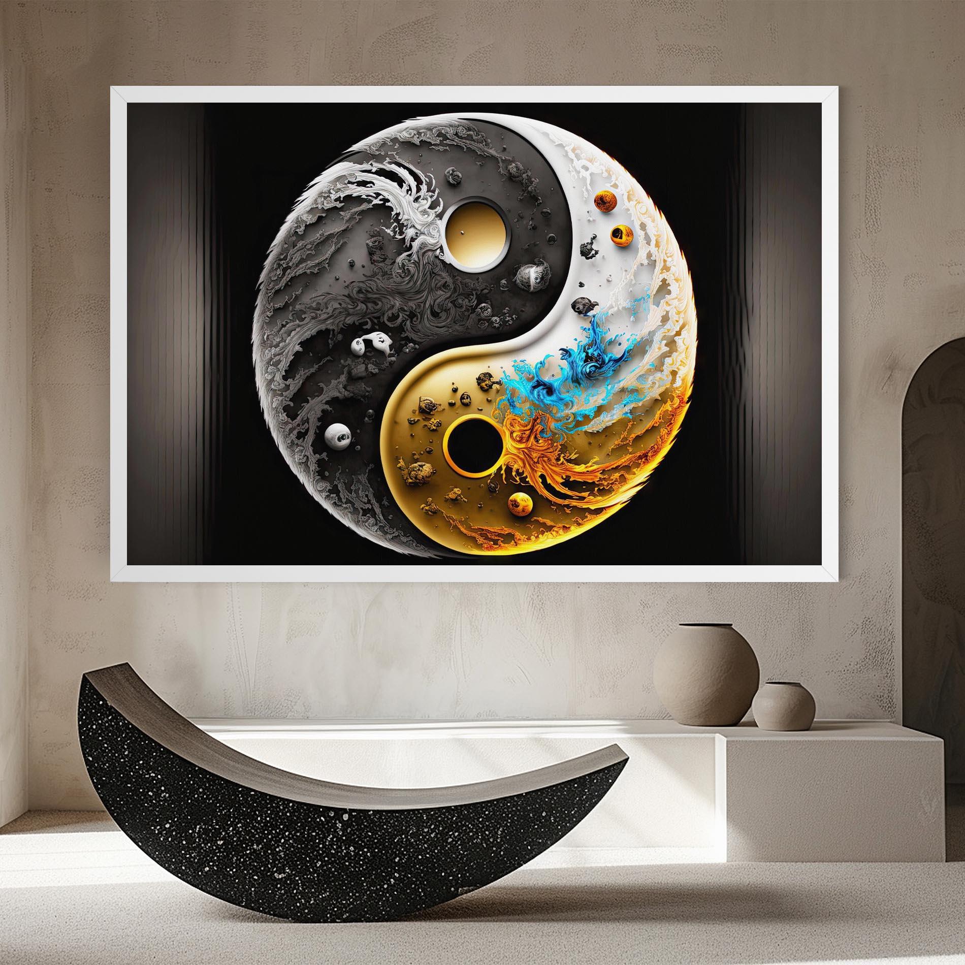 Tablou Canvas Black Yellow Yinyang mockup 8