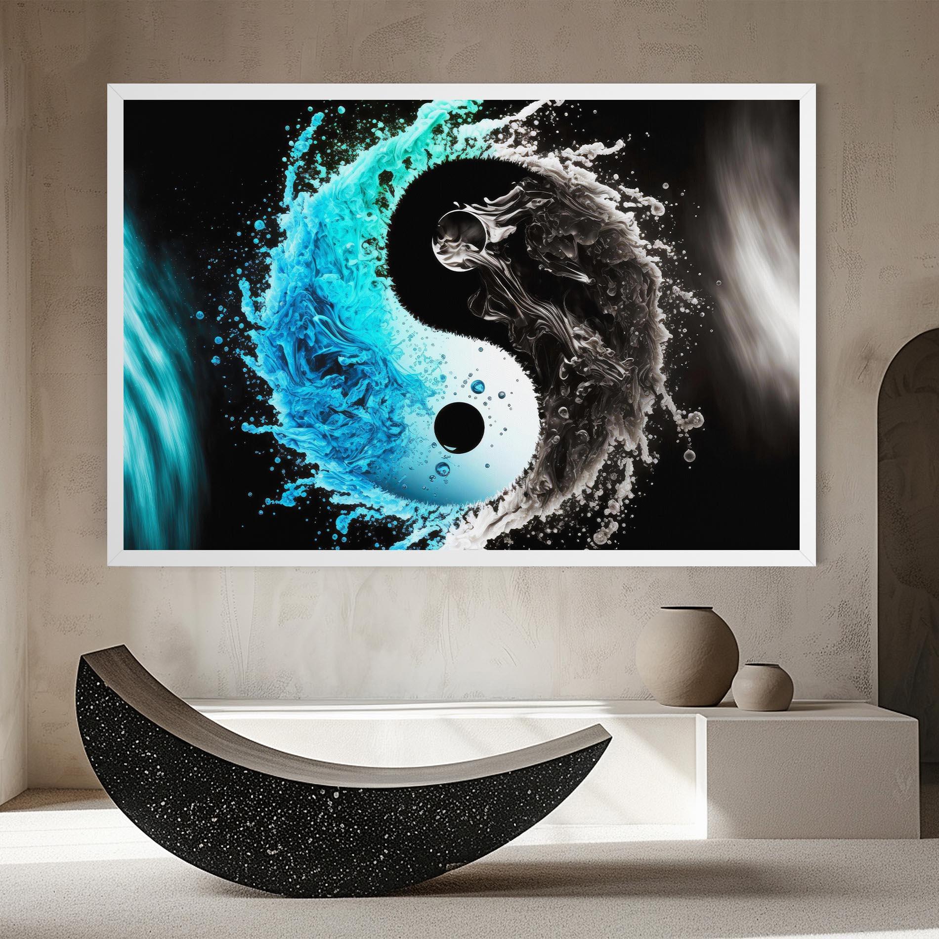 Tablou Canvas Blue Black Yinyang mockup 8