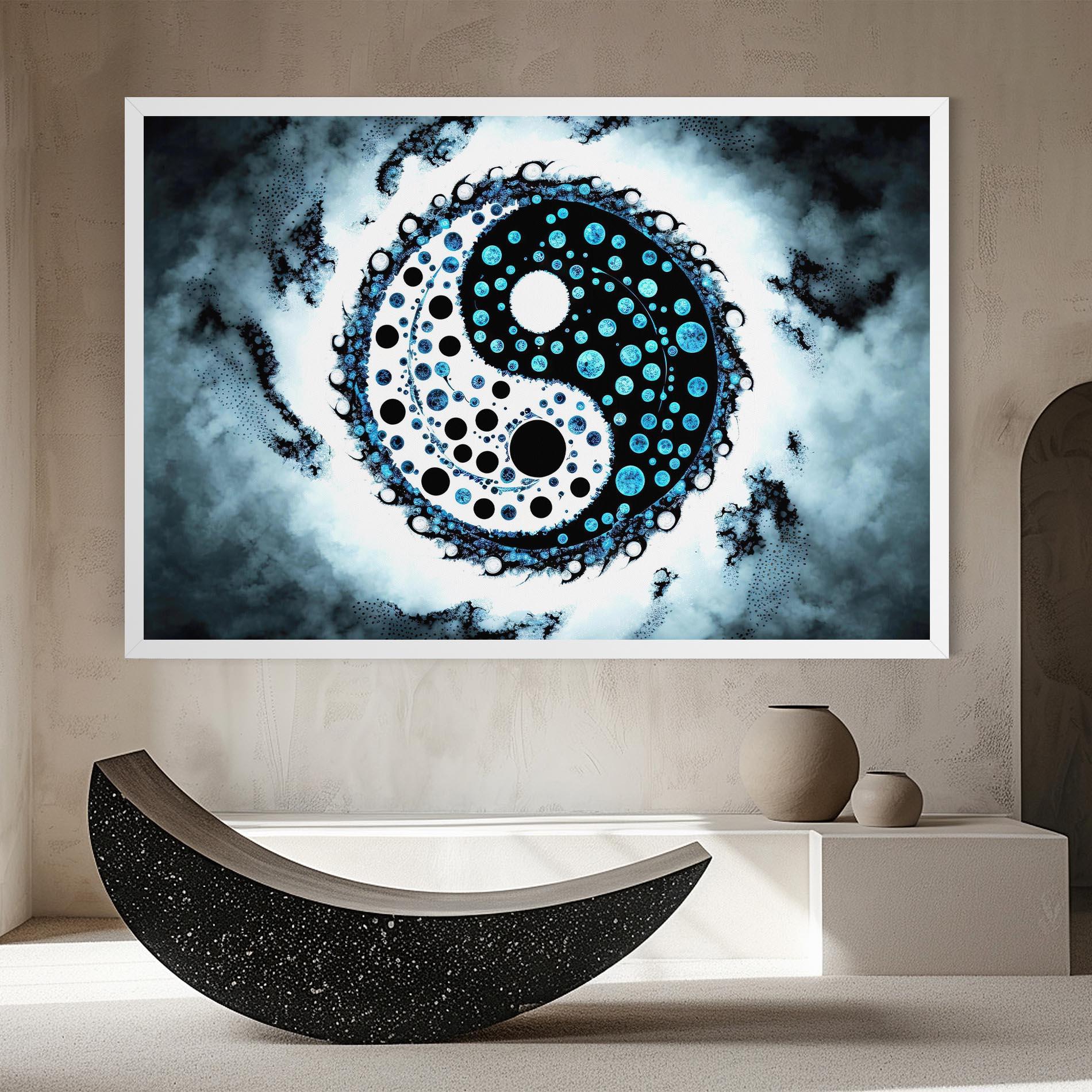 Tablou Canvas Blue White Yinyang mockup 8