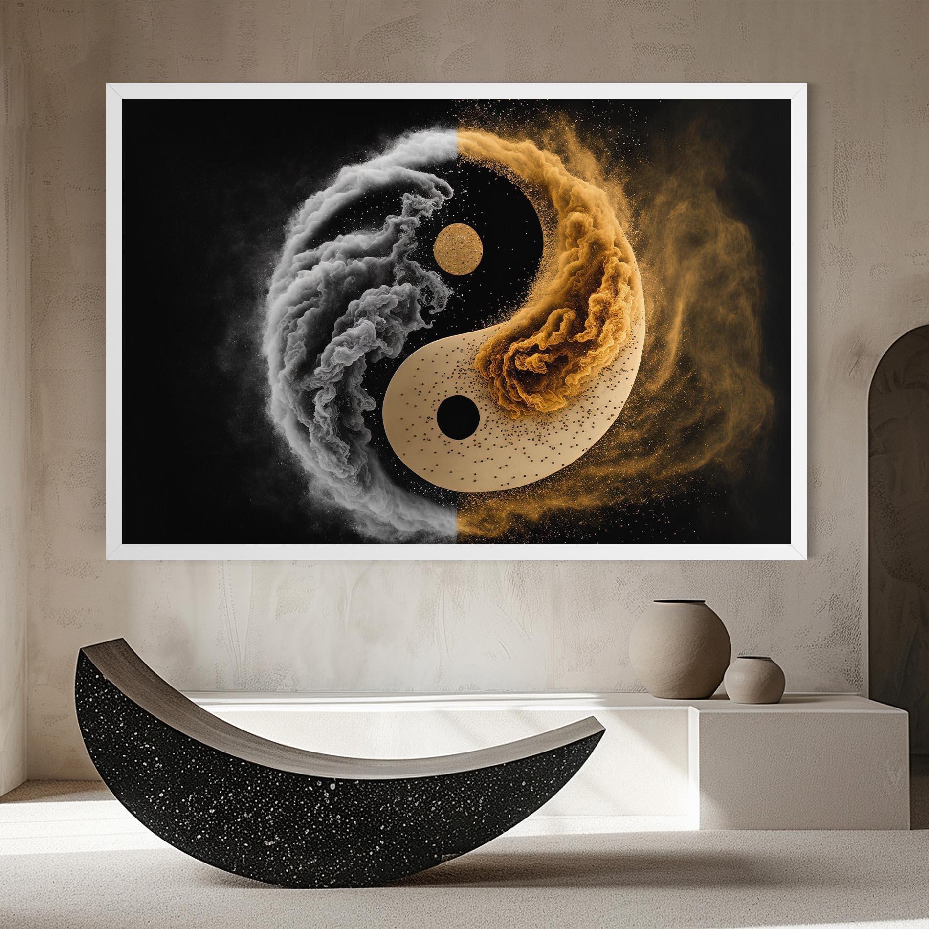 Tablou Canvas Cream Smoke Yinyang mockup 8