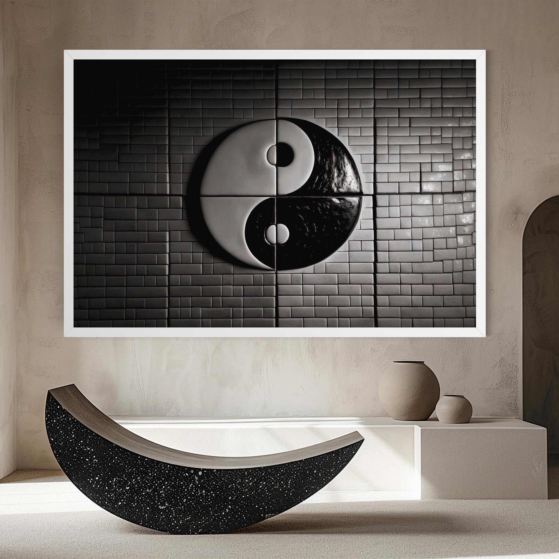 Tablou Canvas Yinyang Tiles Wall mockup 8