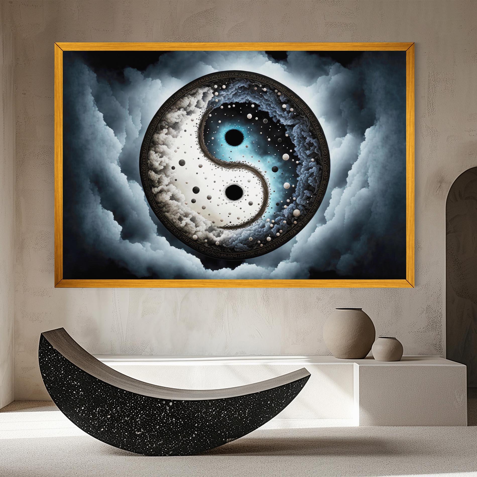 Tablou Canvas Black Blue Yinyang mockup 8