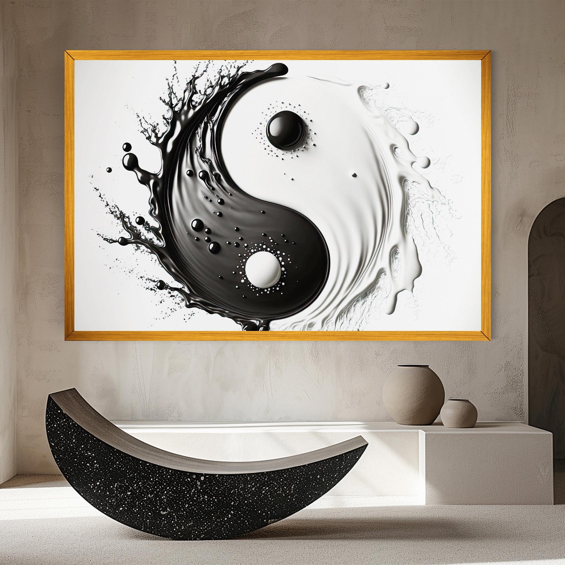 Tablou Canvas Black Liquid Yinyang mockup 8