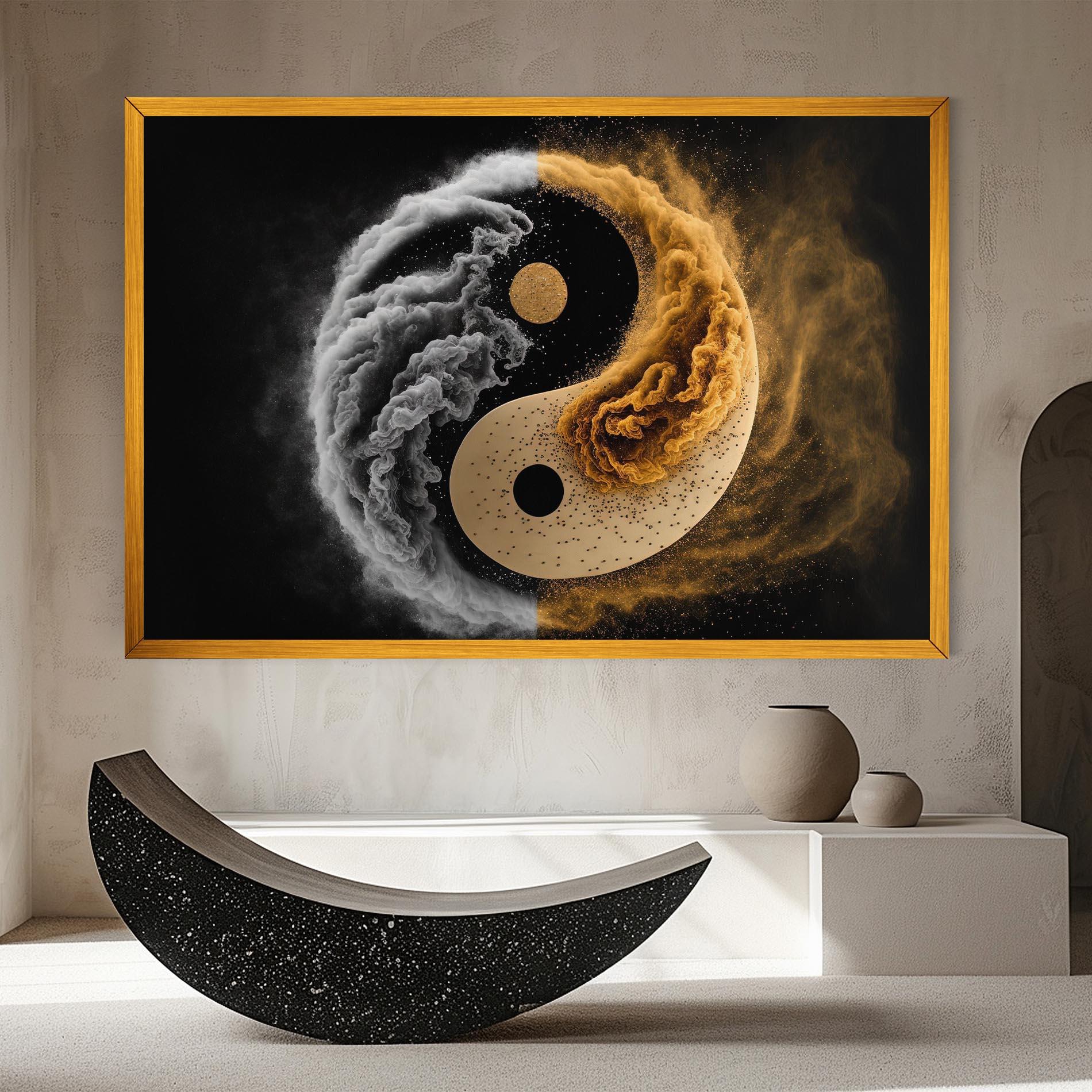 Tablou Canvas Cream Smoke Yinyang mockup 8