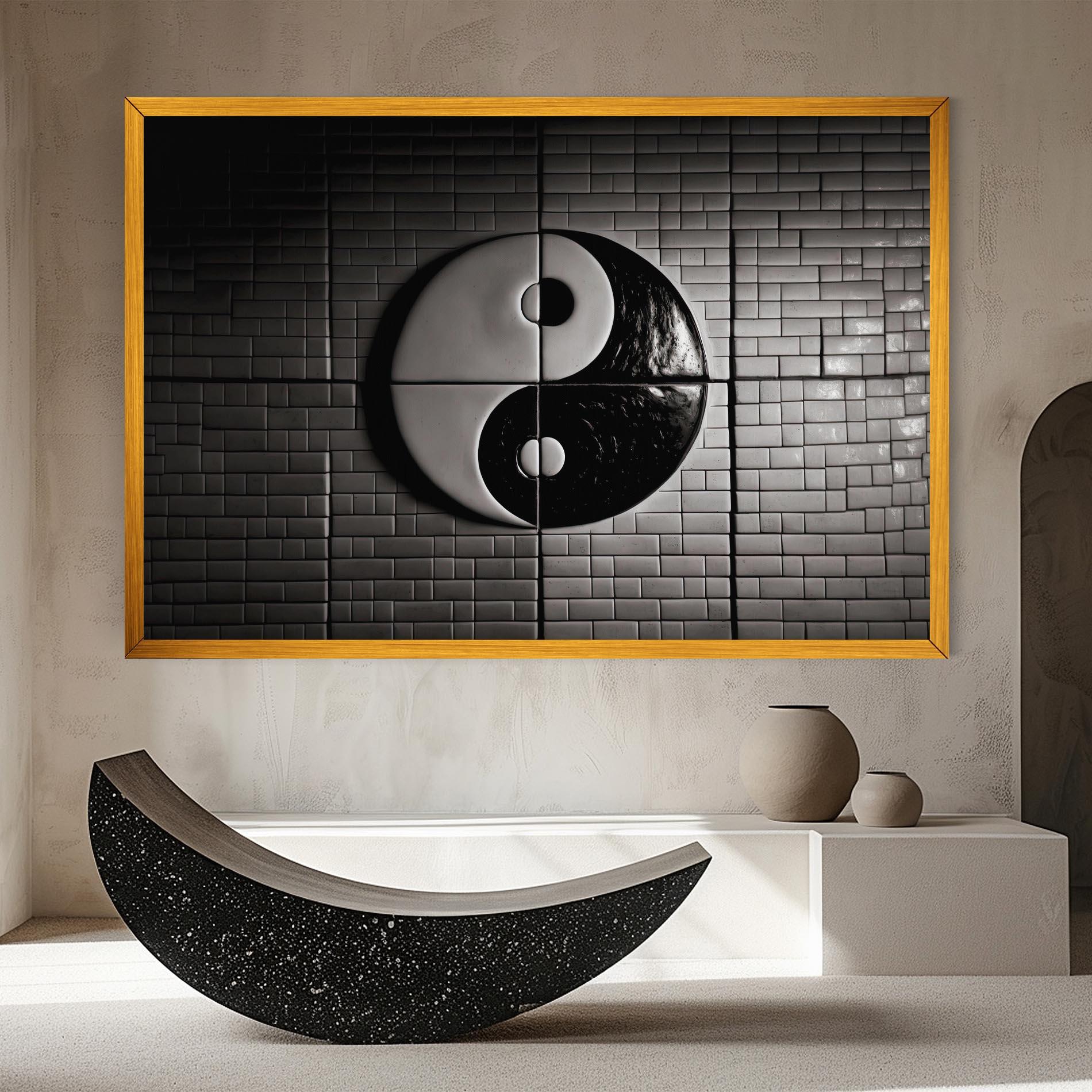 Tablou Canvas Yinyang Tiles Wall mockup 8