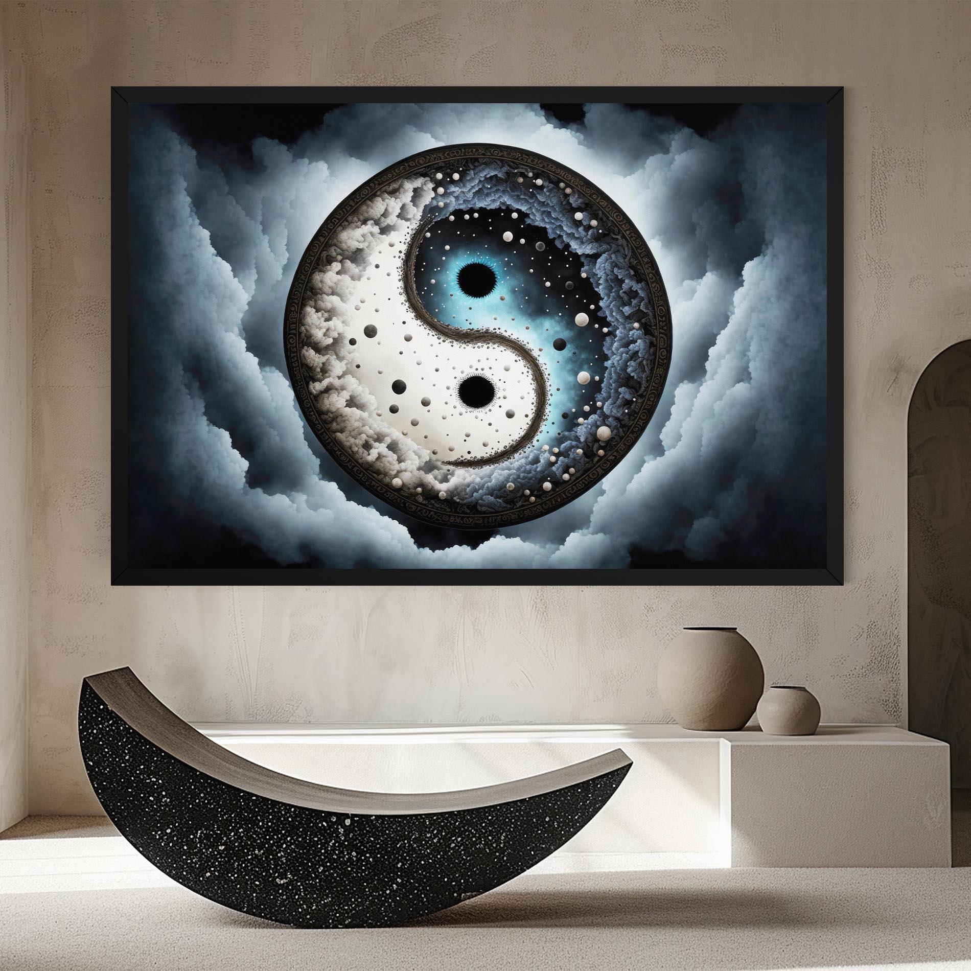 Tablou Canvas Black Blue Yinyang mockup 8