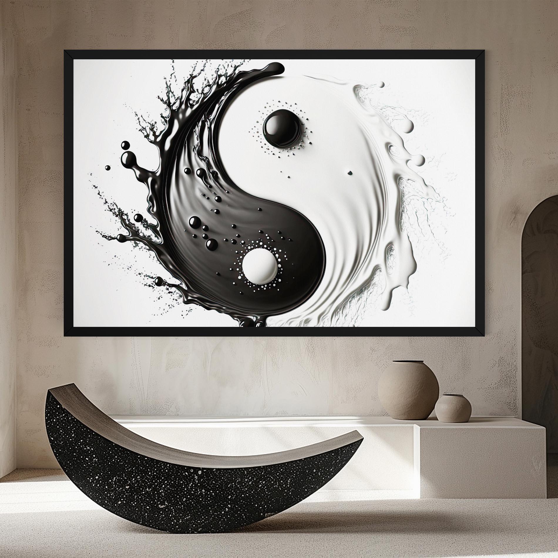 Tablou Canvas Black Liquid Yinyang mockup 8