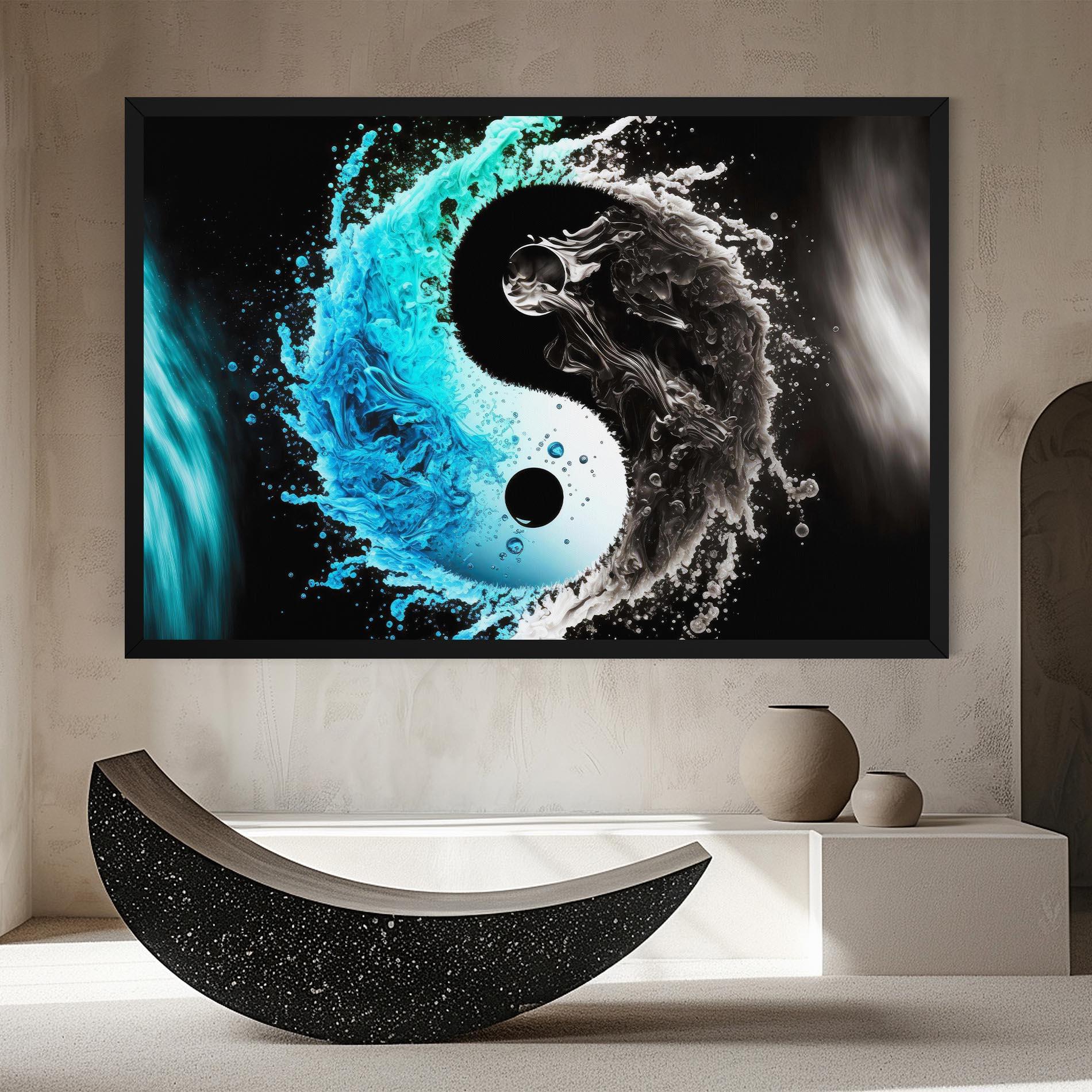 Tablou Canvas Blue Black Yinyang mockup 8