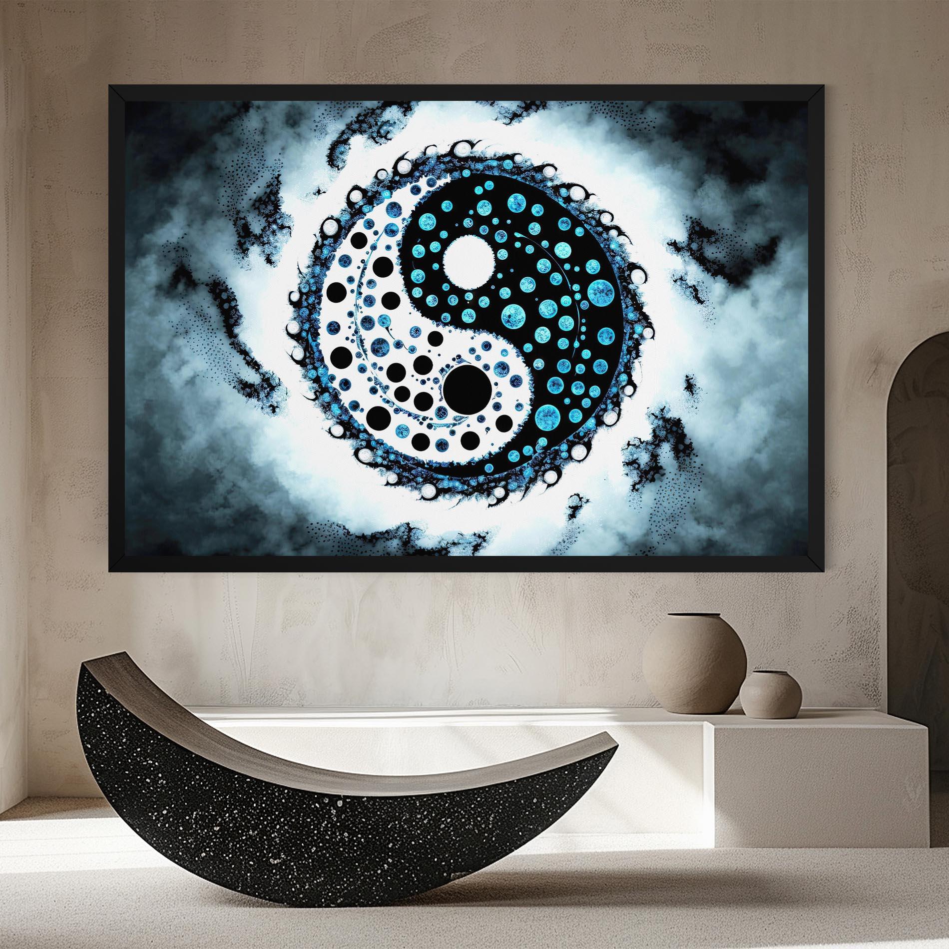 Tablou Canvas Blue White Yinyang mockup 8