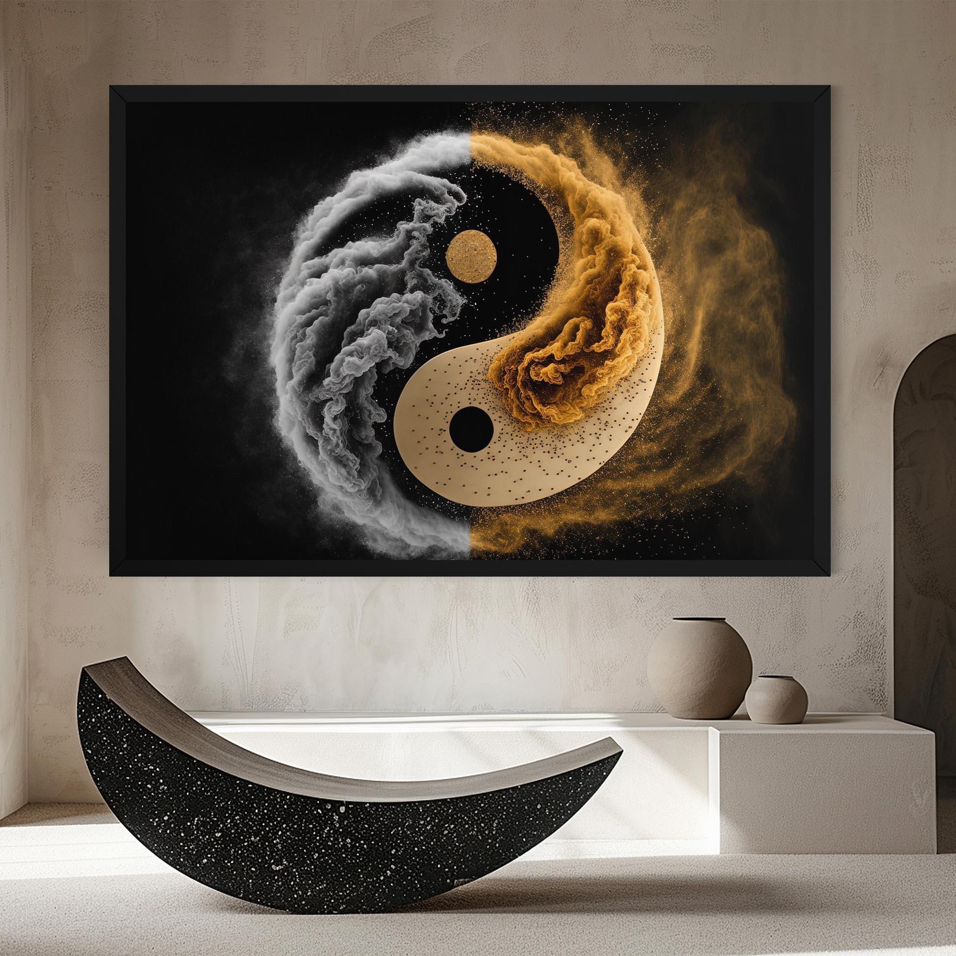 Tablou Canvas Cream Smoke Yinyang mockup 8