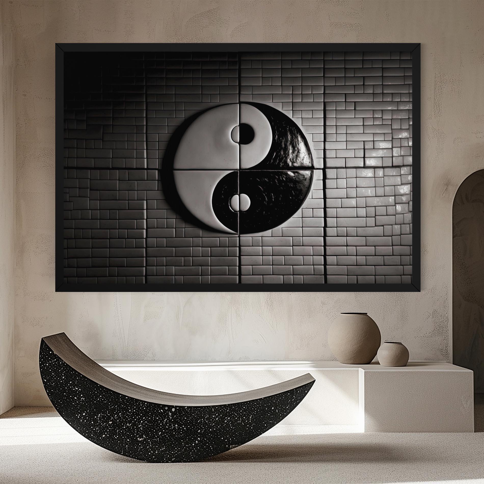 Tablou Canvas Yinyang Tiles Wall mockup 8