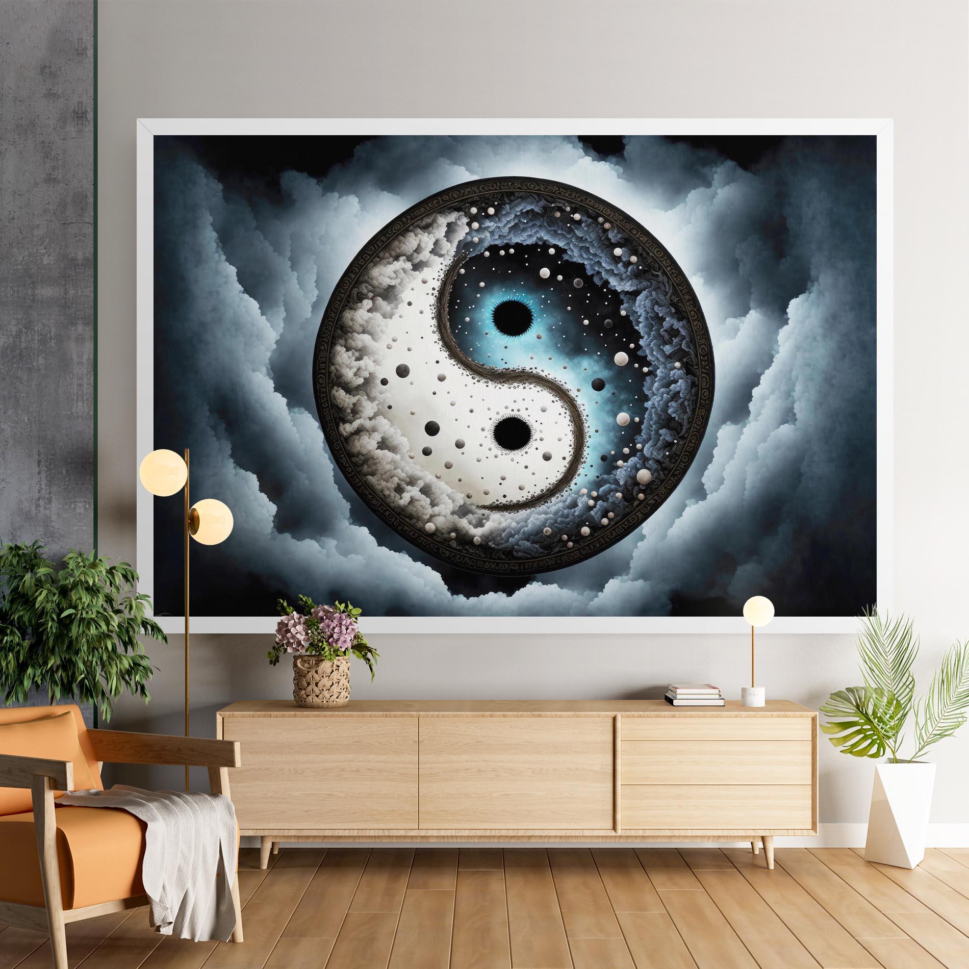 Tablou Canvas Black Blue Yinyang mockup 9