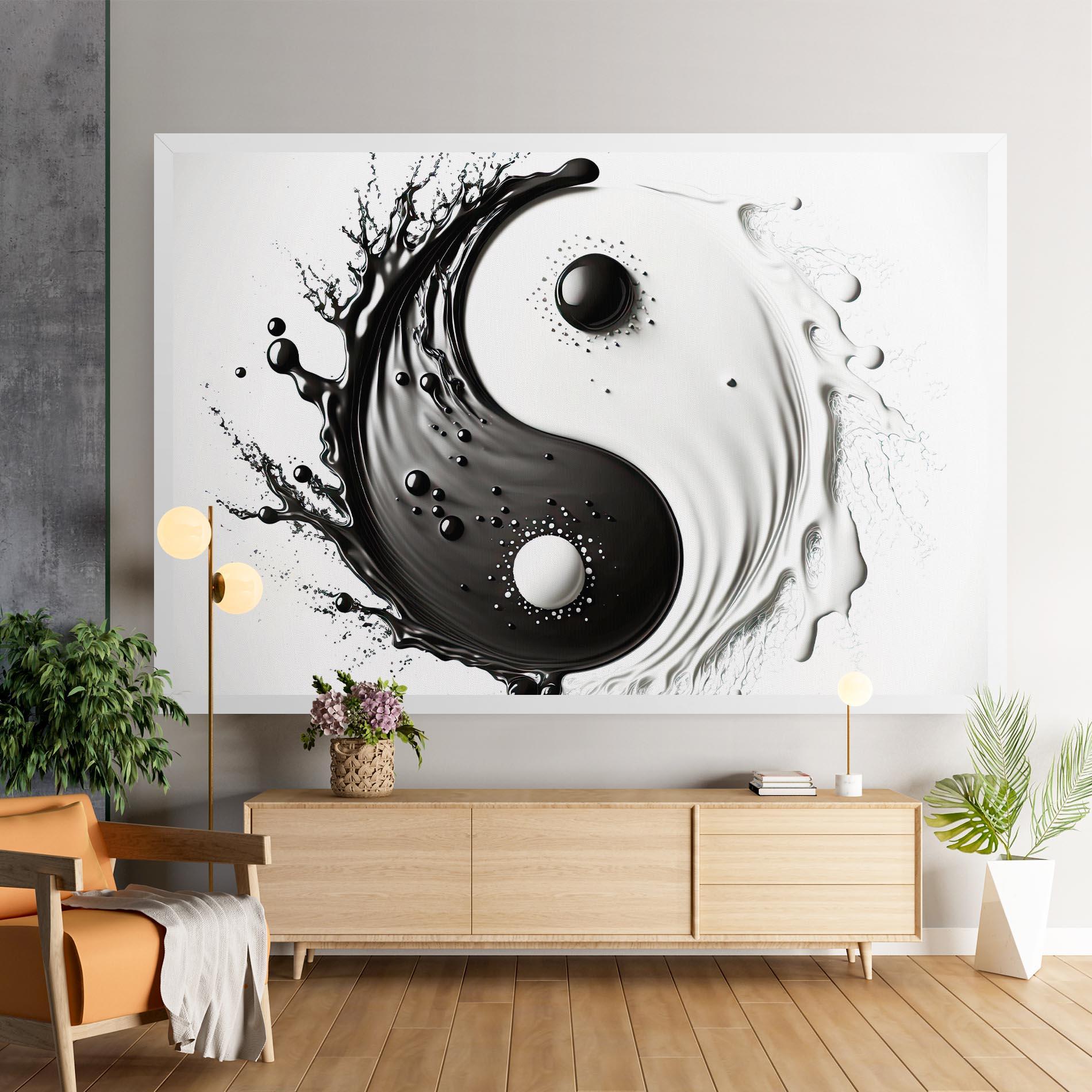 Tablou Canvas Black Liquid Yinyang mockup 9