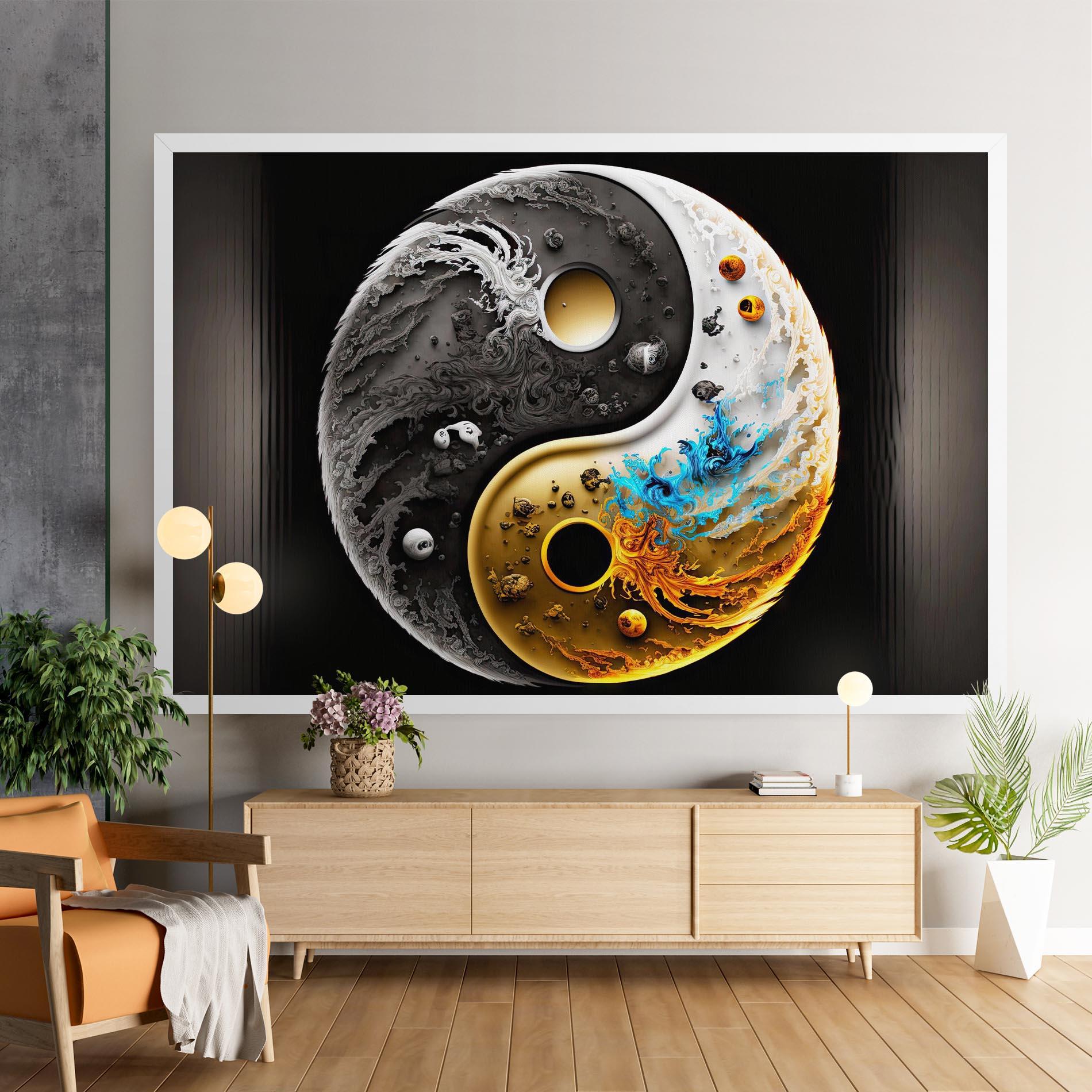 Tablou Canvas Black Yellow Yinyang mockup 9