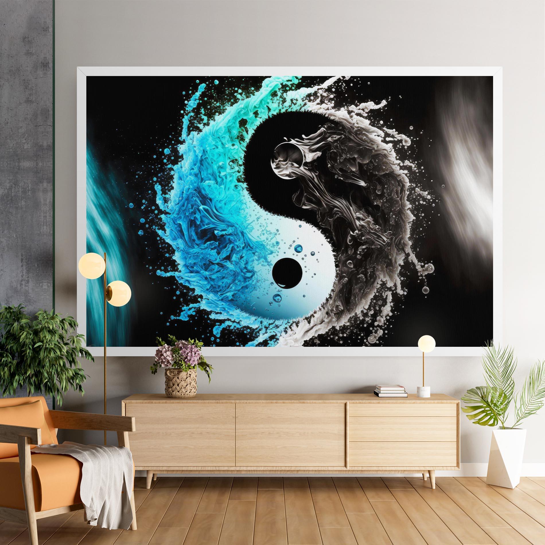 Tablou Canvas Blue Black Yinyang mockup 9