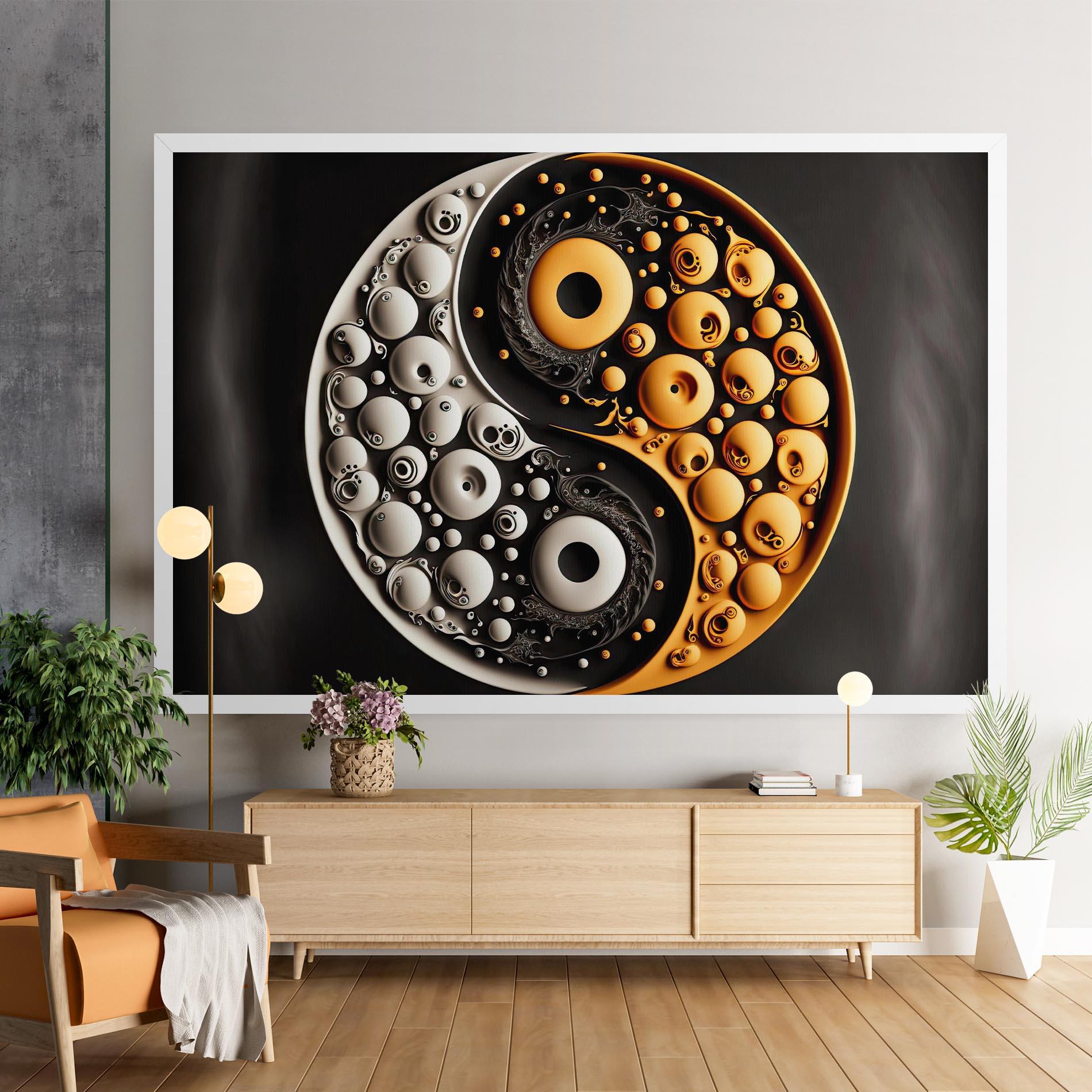 Tablou Canvas Cream Balls Yinyang mockup 9