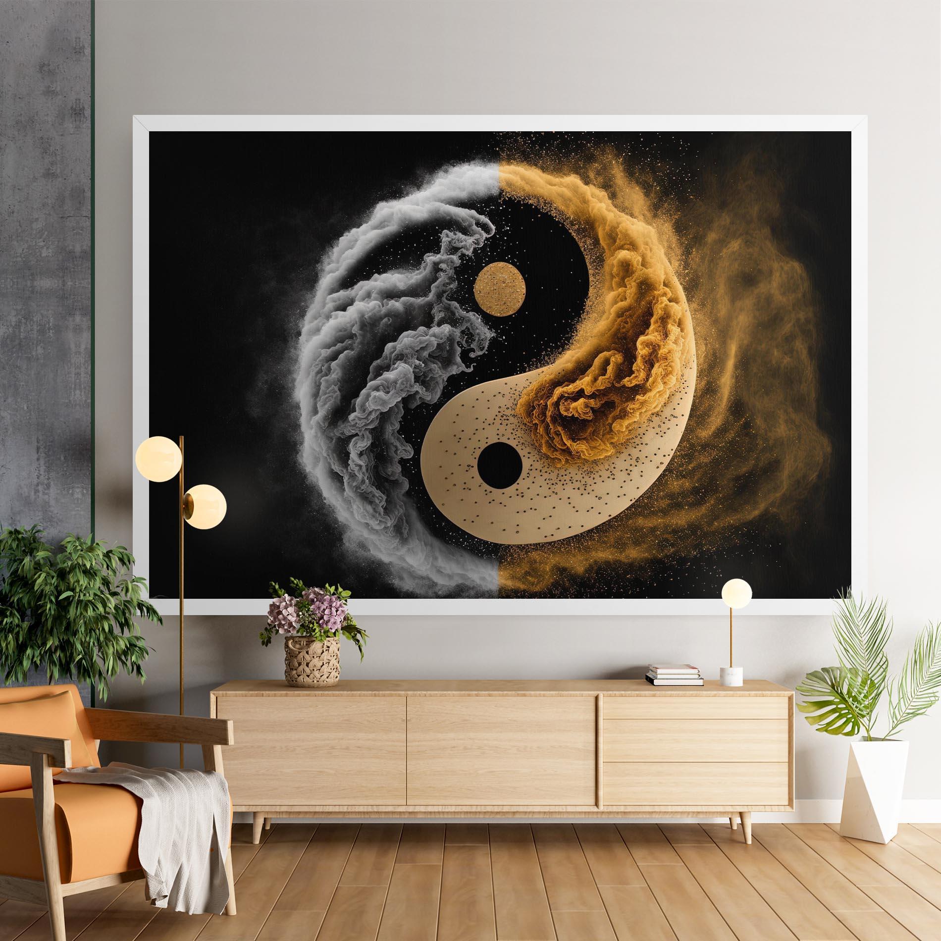 Tablou Canvas Cream Smoke Yinyang mockup 9