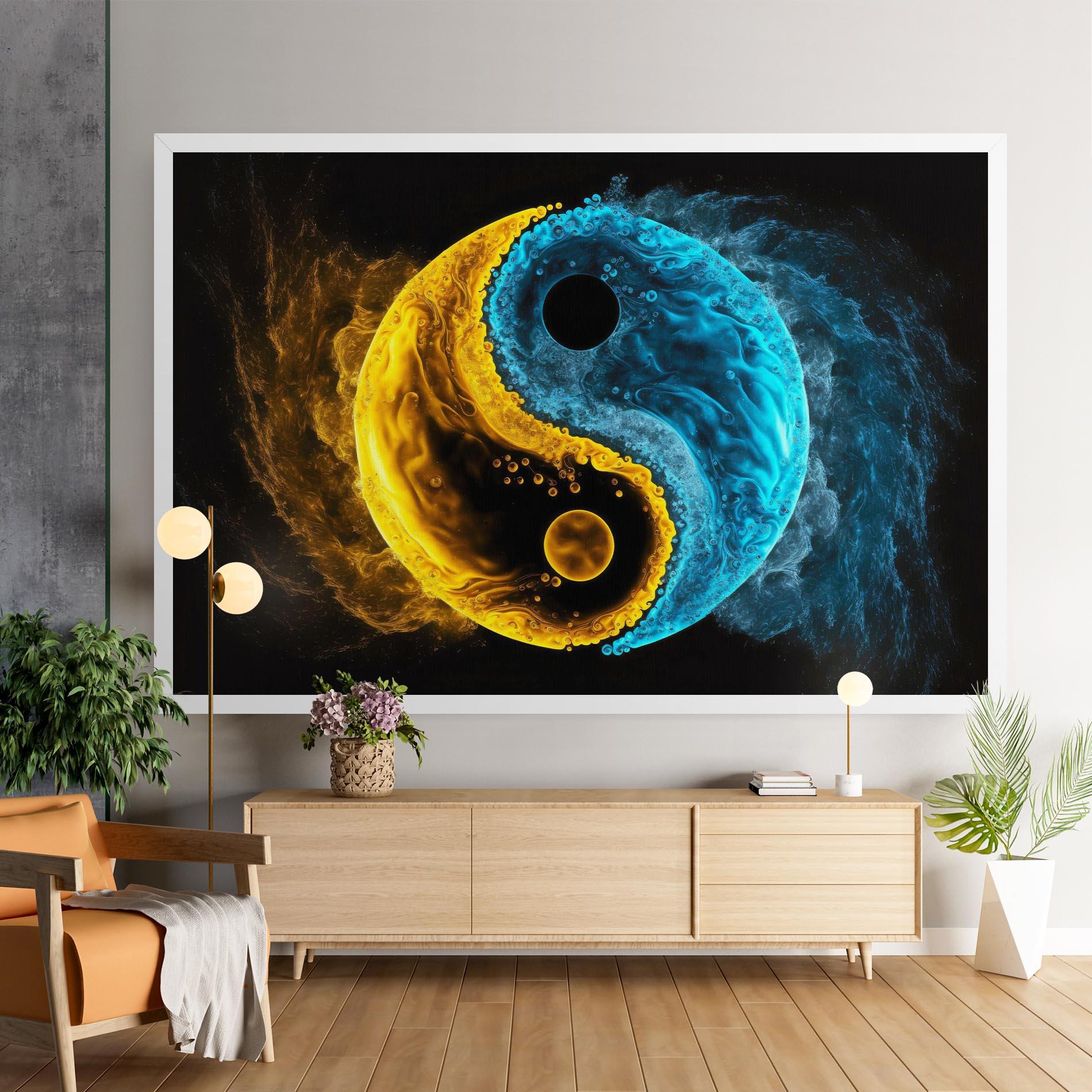 Tablou Canvas Yellow Blue Yinyang mockup 9