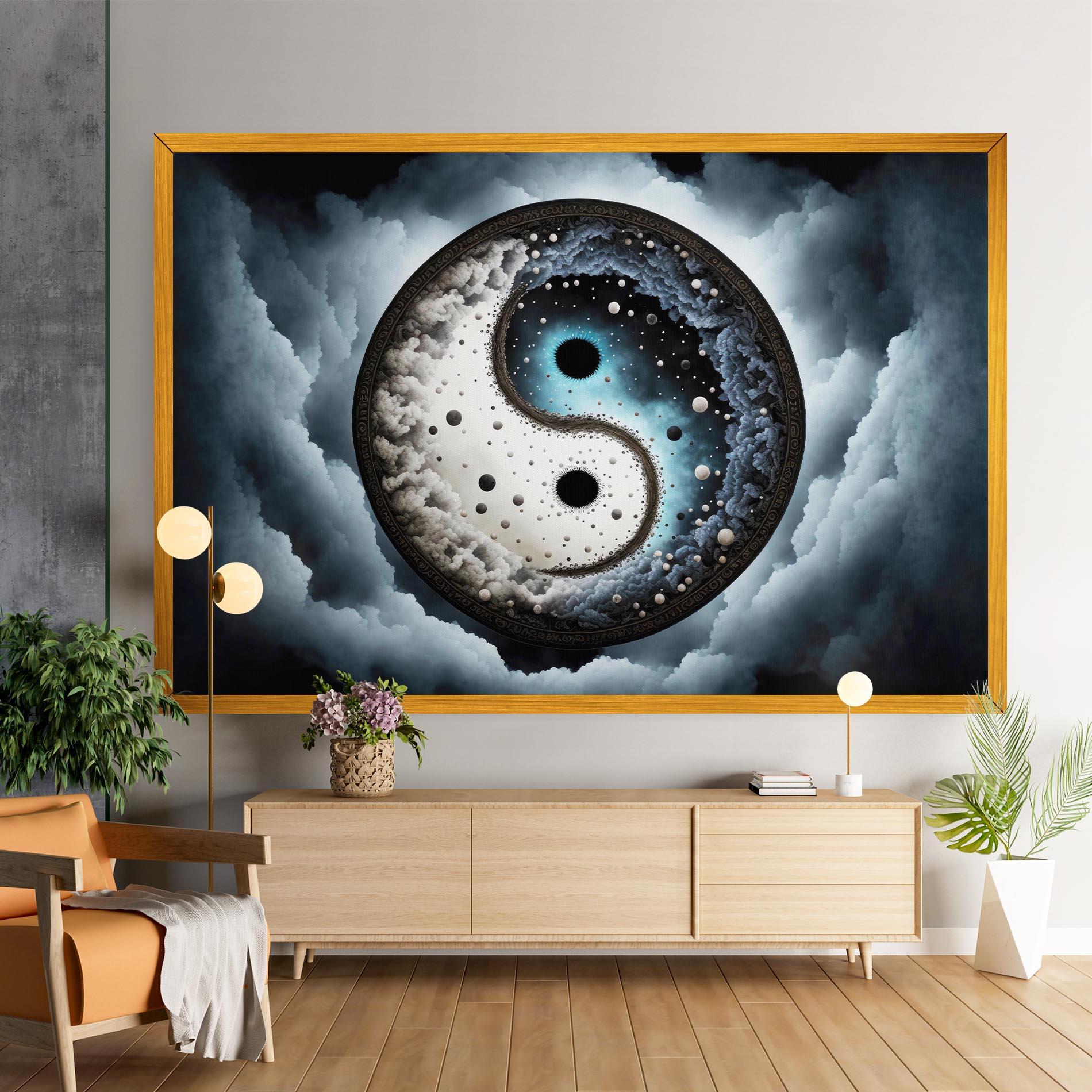 Tablou Canvas Black Blue Yinyang mockup 9