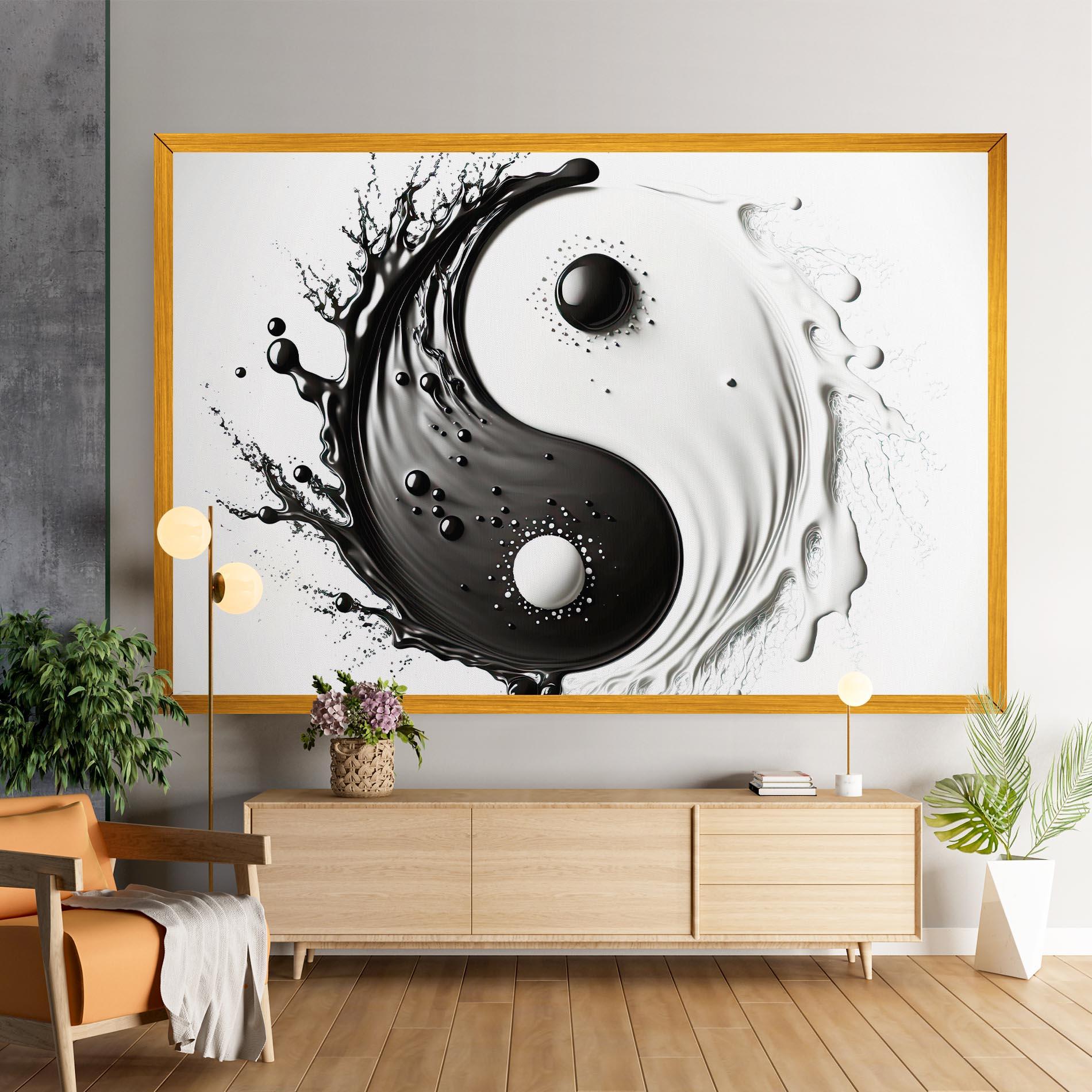 Tablou Canvas Black Liquid Yinyang mockup 9