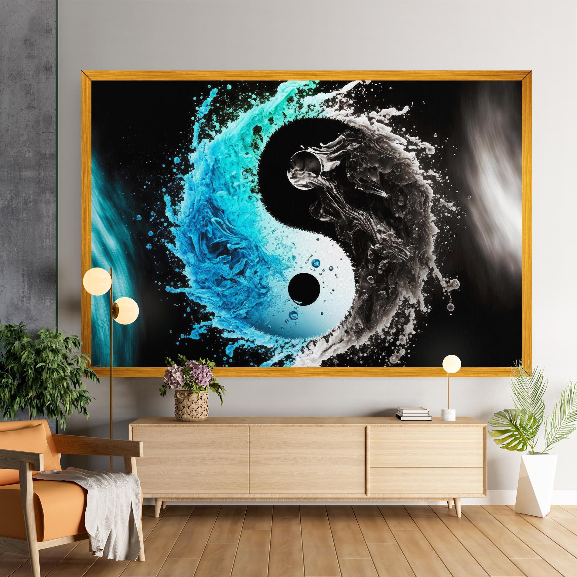 Tablou Canvas Blue Black Yinyang mockup 9