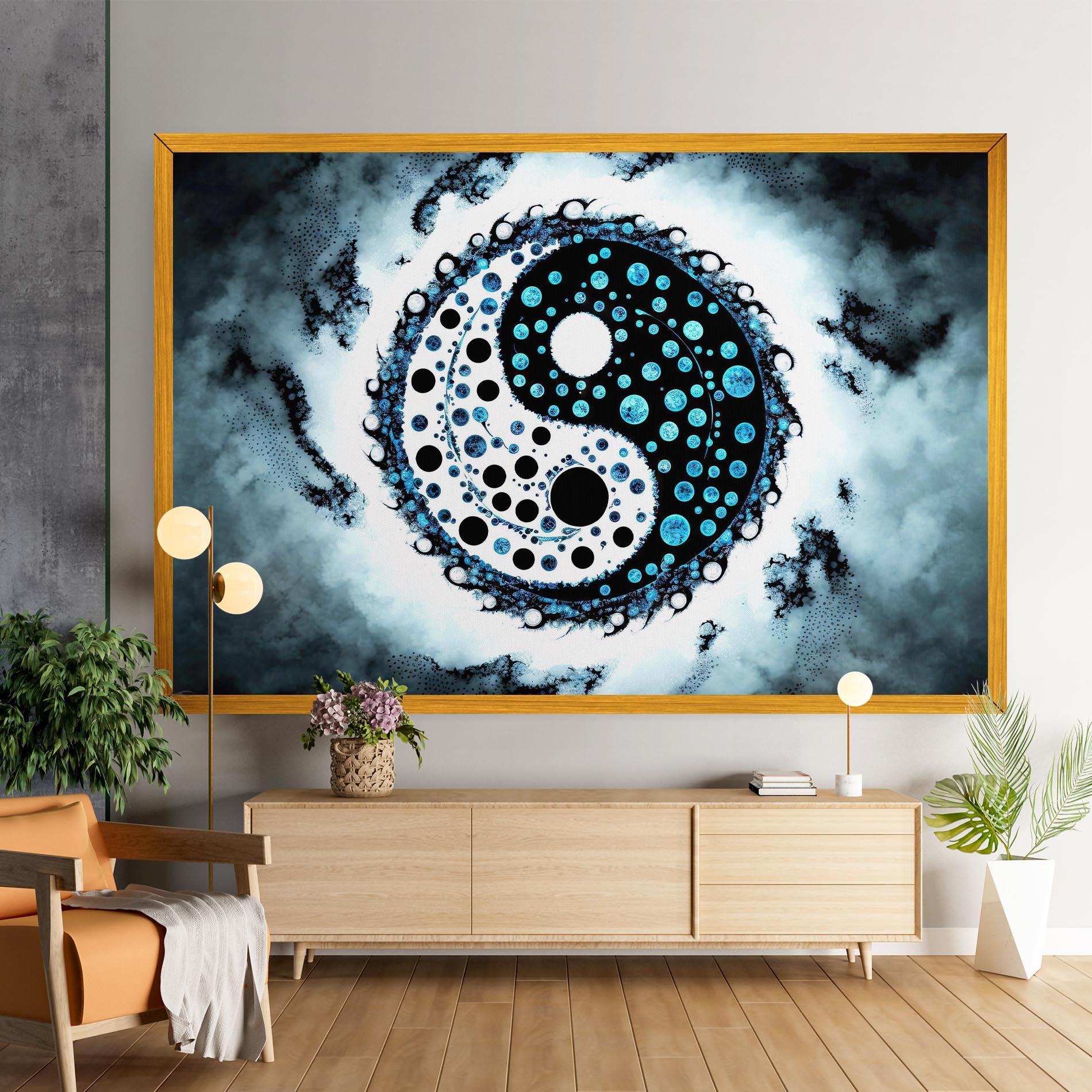 Blue White Yinyang mockup 9