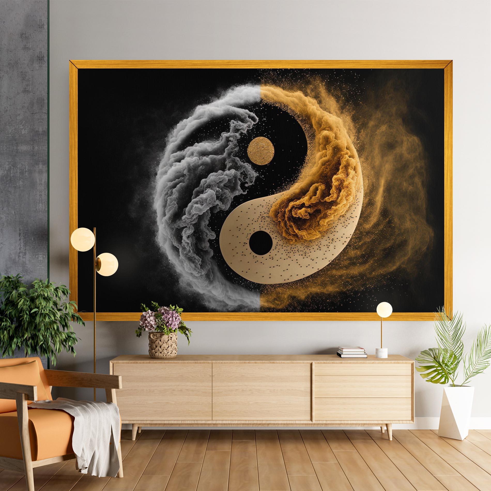 Tablou Canvas Cream Smoke Yinyang mockup 9