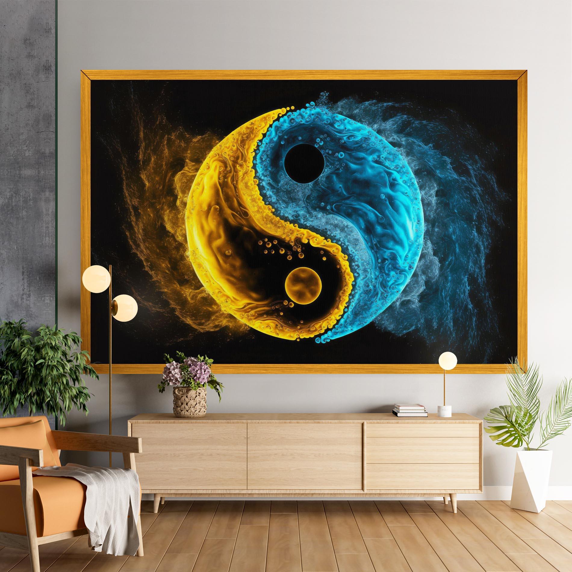 Tablou Canvas Yellow Blue Yinyang mockup 9