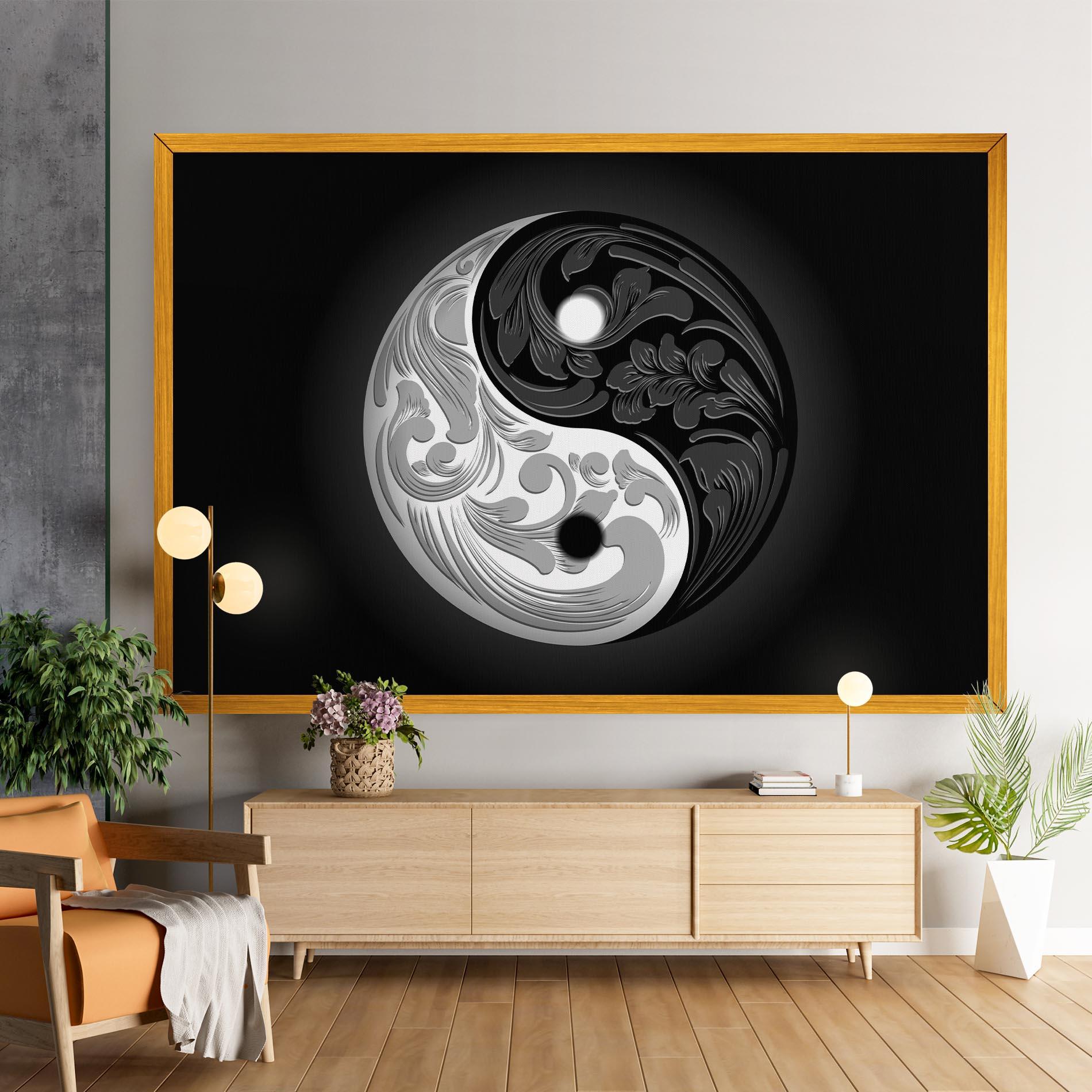 Tablou Canvas Yinyang Grey mockup 9