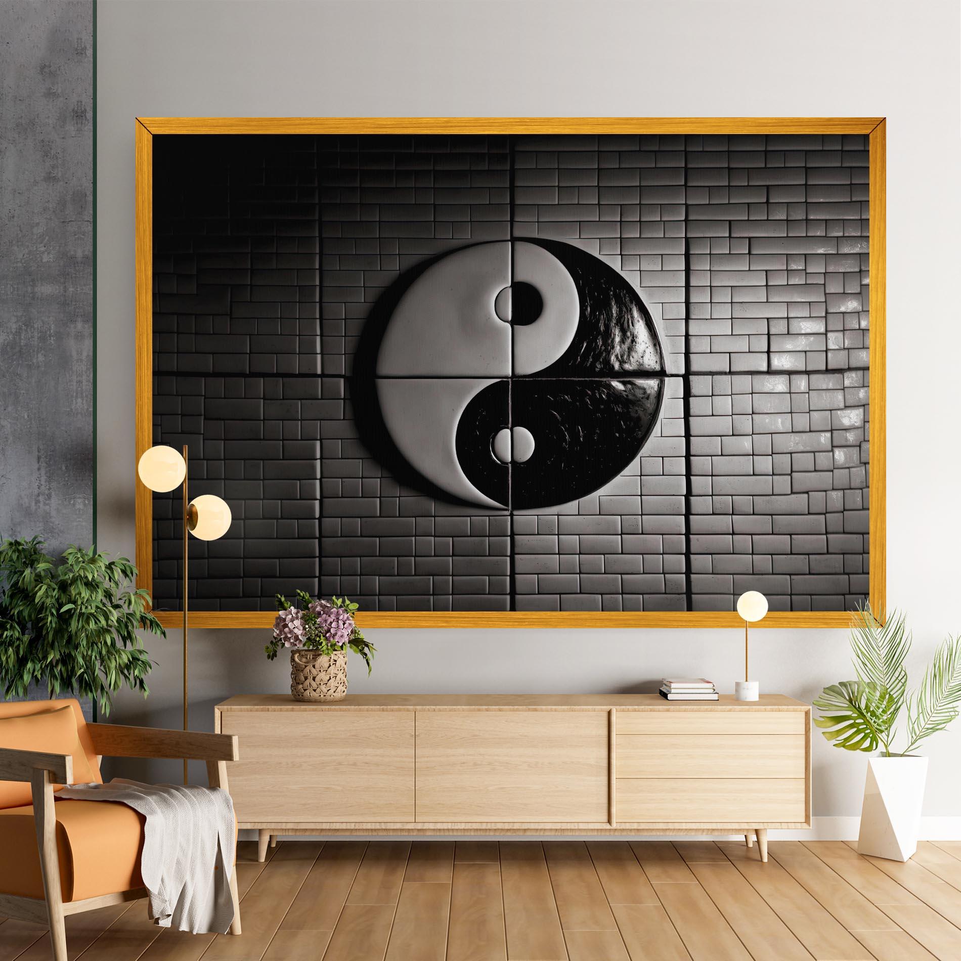Tablou Canvas Yinyang Tiles Wall mockup 9