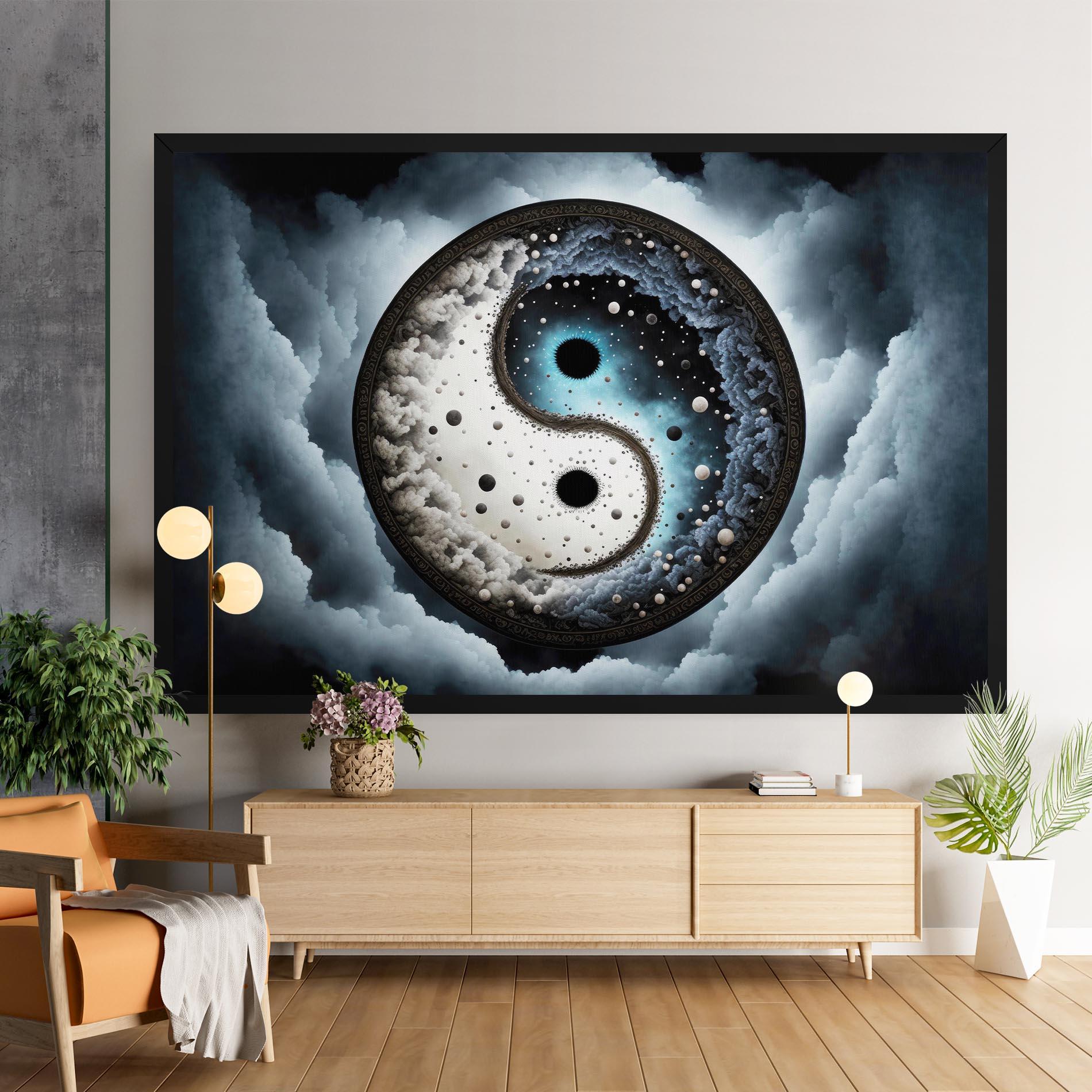 Tablou Canvas Black Blue Yinyang mockup 9