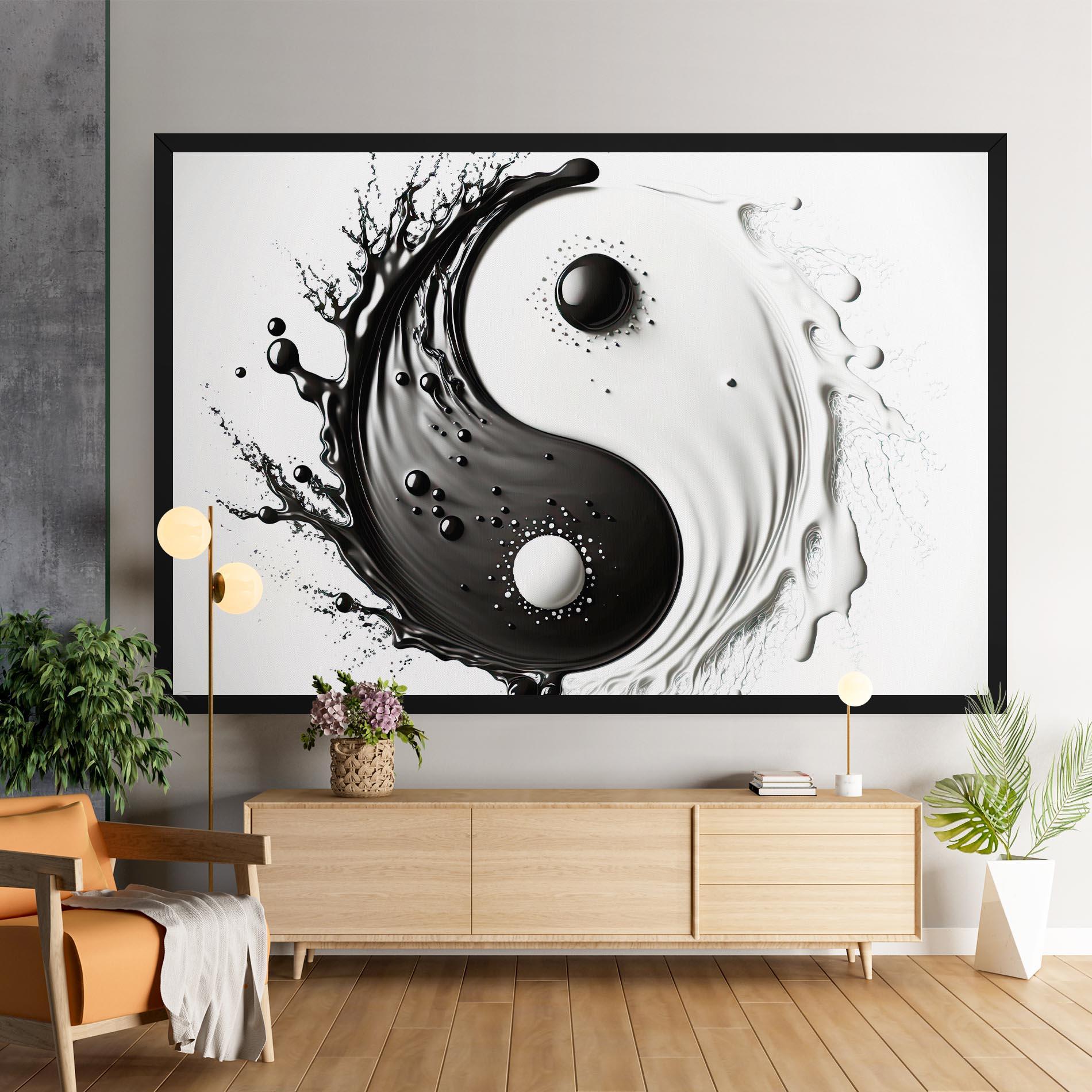 Tablou Canvas Black Liquid Yinyang mockup 9