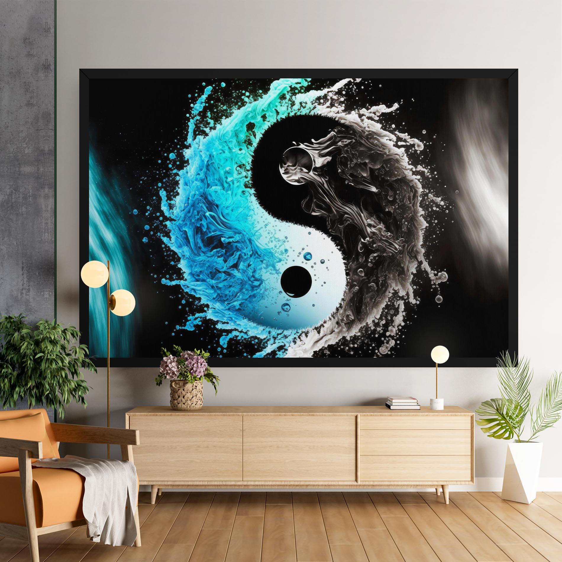 Tablou Canvas Blue Black Yinyang mockup 9