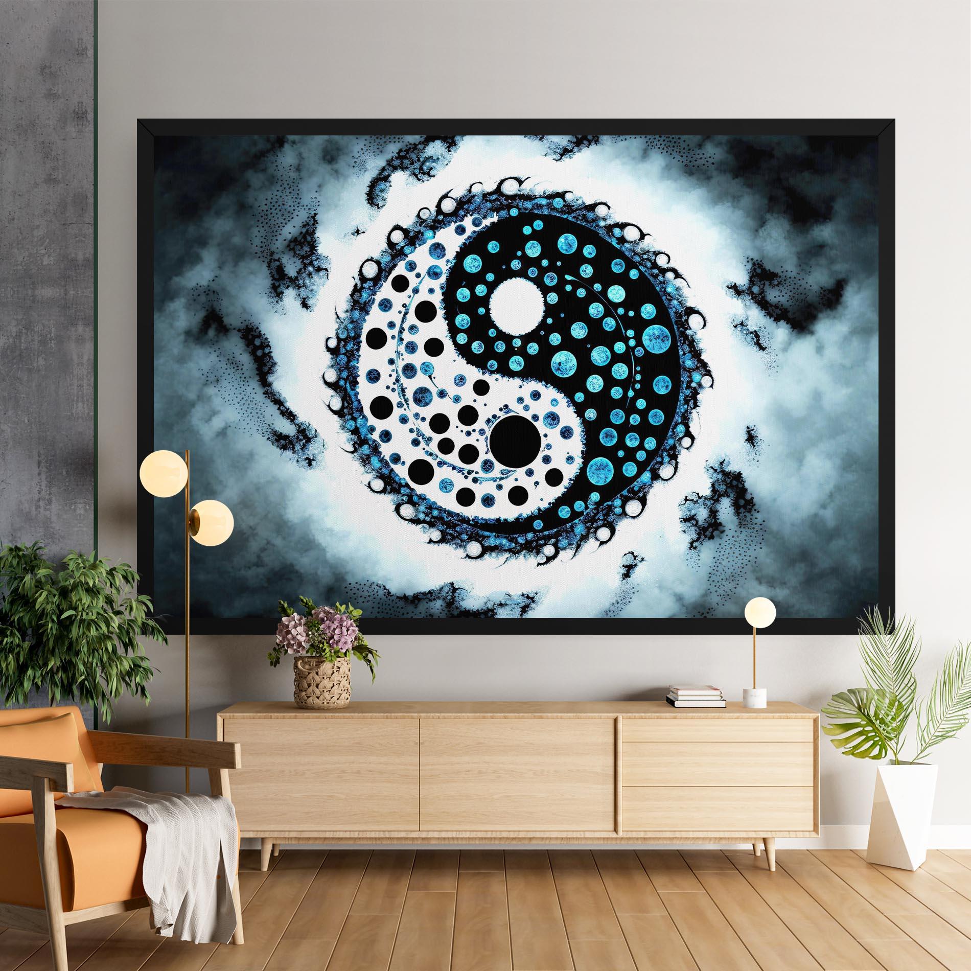 Tablou Canvas Blue White Yinyang mockup 9