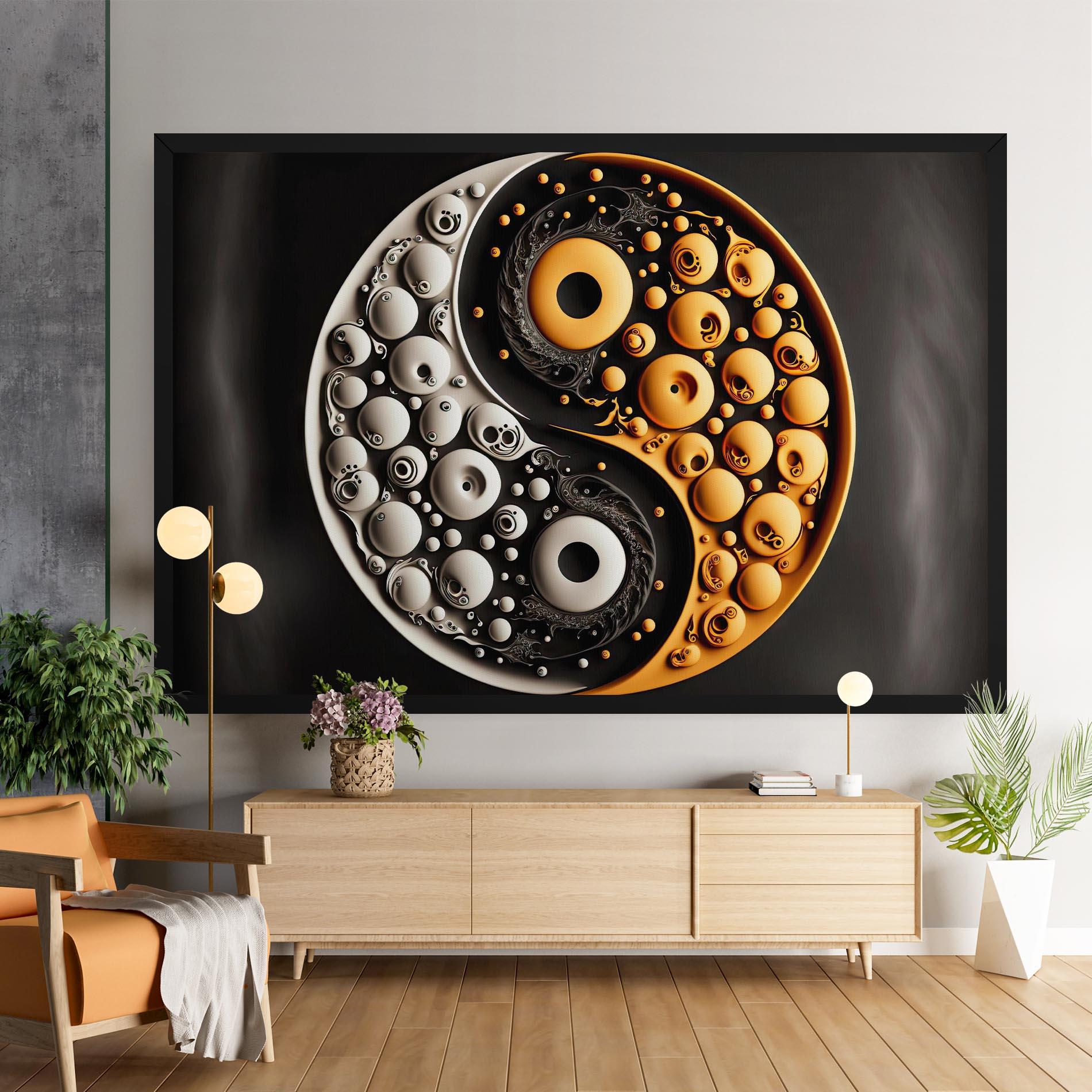 Tablou Canvas Cream Balls Yinyang mockup 9