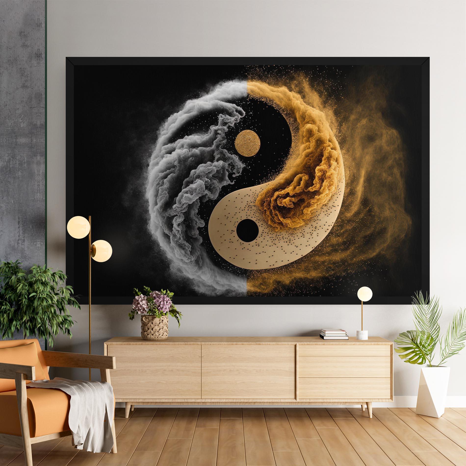 Tablou Canvas Cream Smoke Yinyang mockup 9
