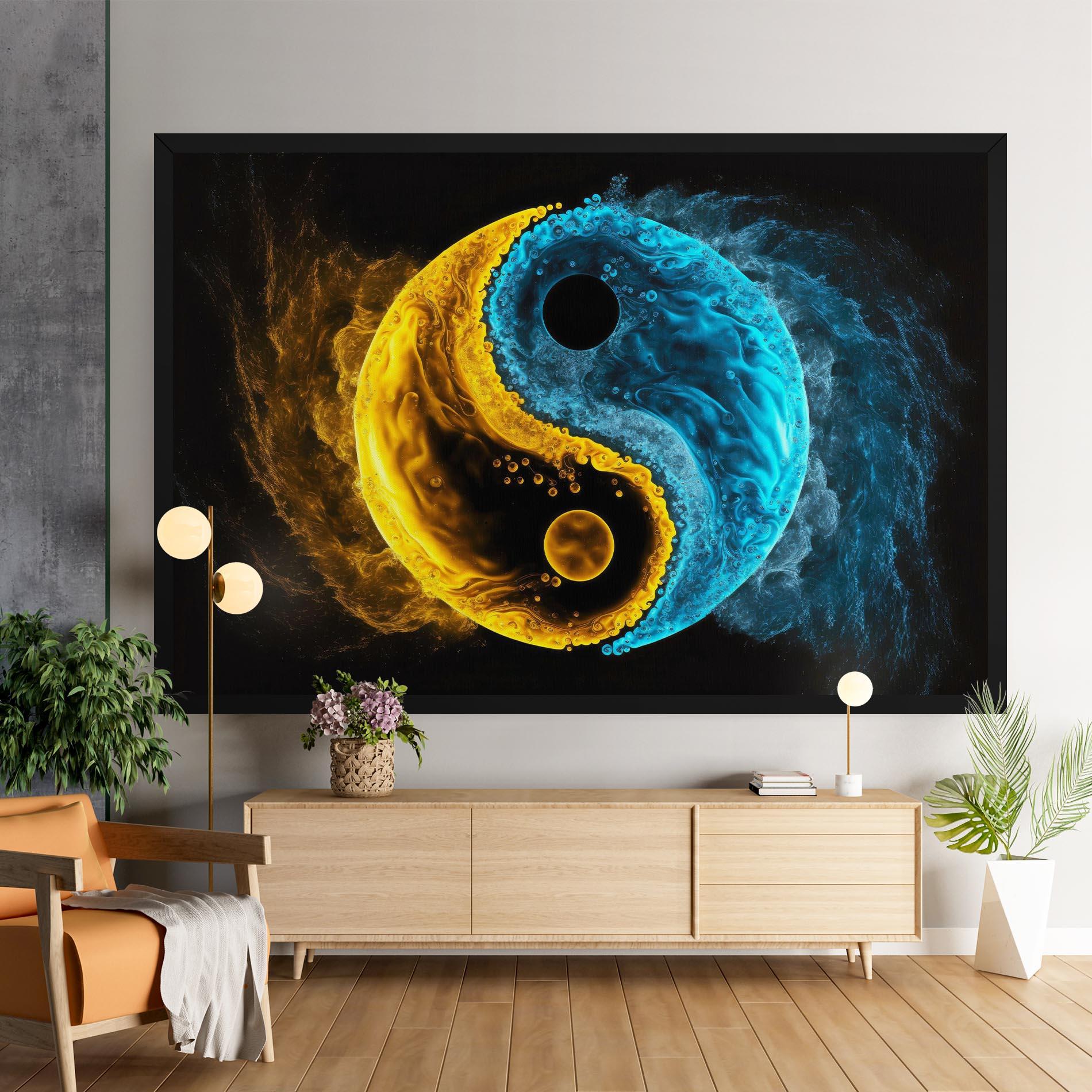 Tablou Canvas Yellow Blue Yinyang mockup 9