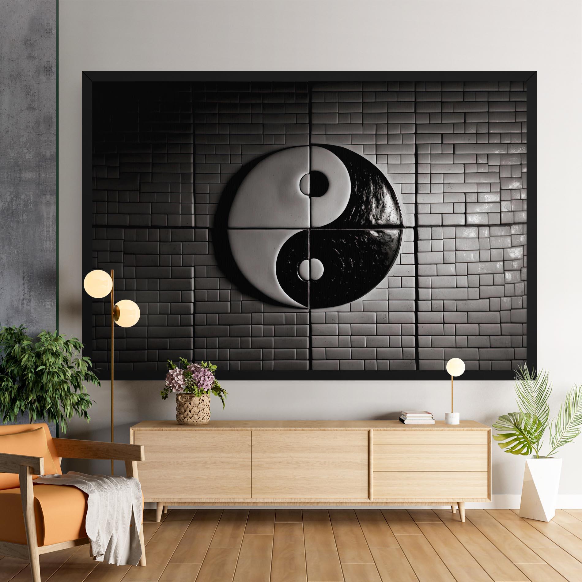 Tablou Canvas Yinyang Tiles Wall mockup 9