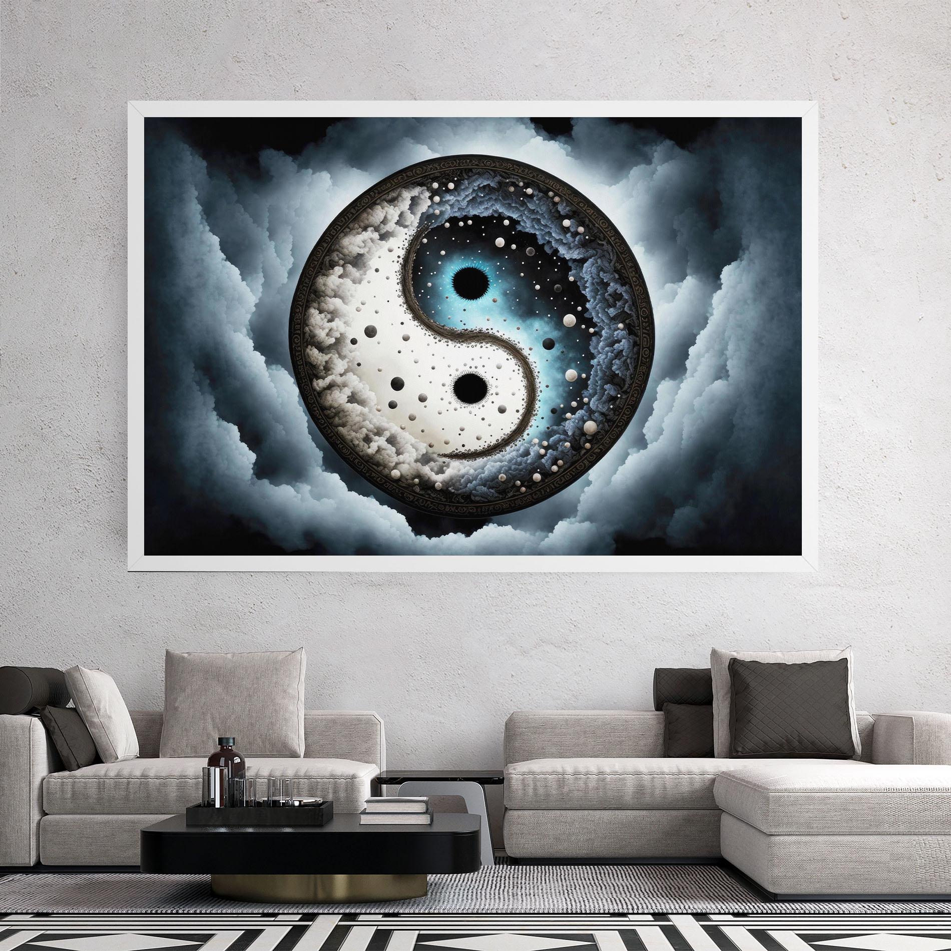 Tablou Canvas Black Blue Yinyang mockup 2