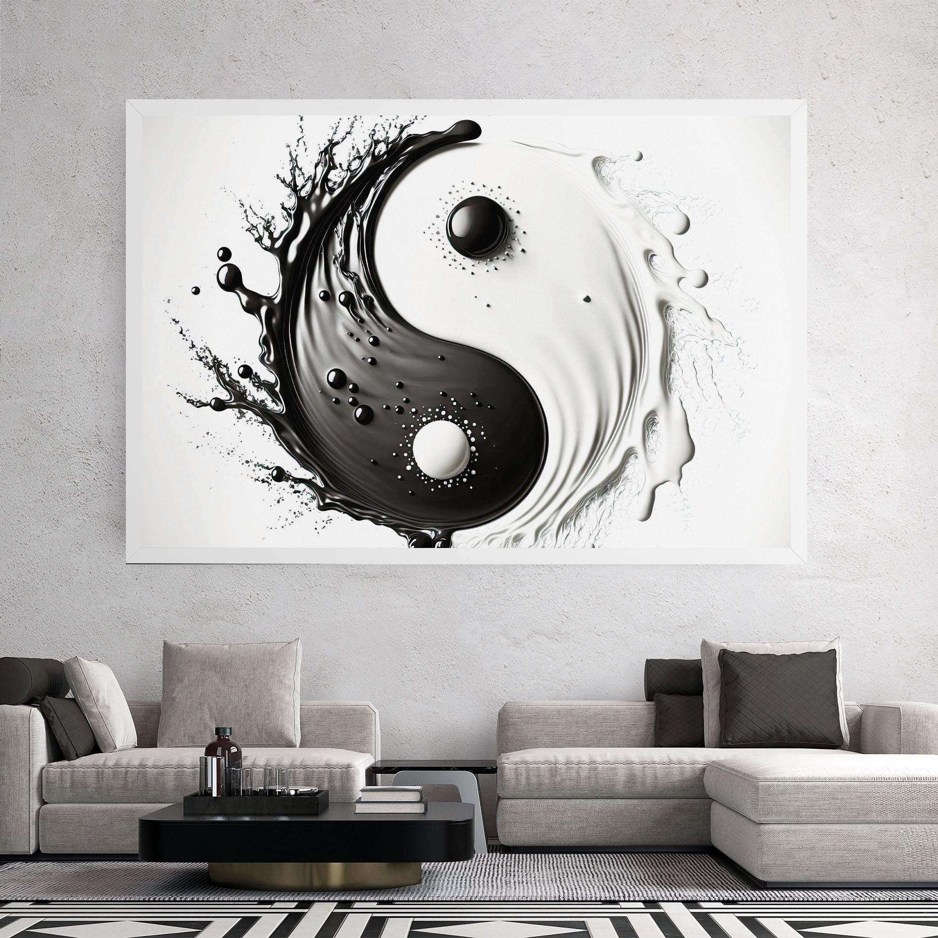Tablou Canvas Black Liquid Yinyang mockup 2
