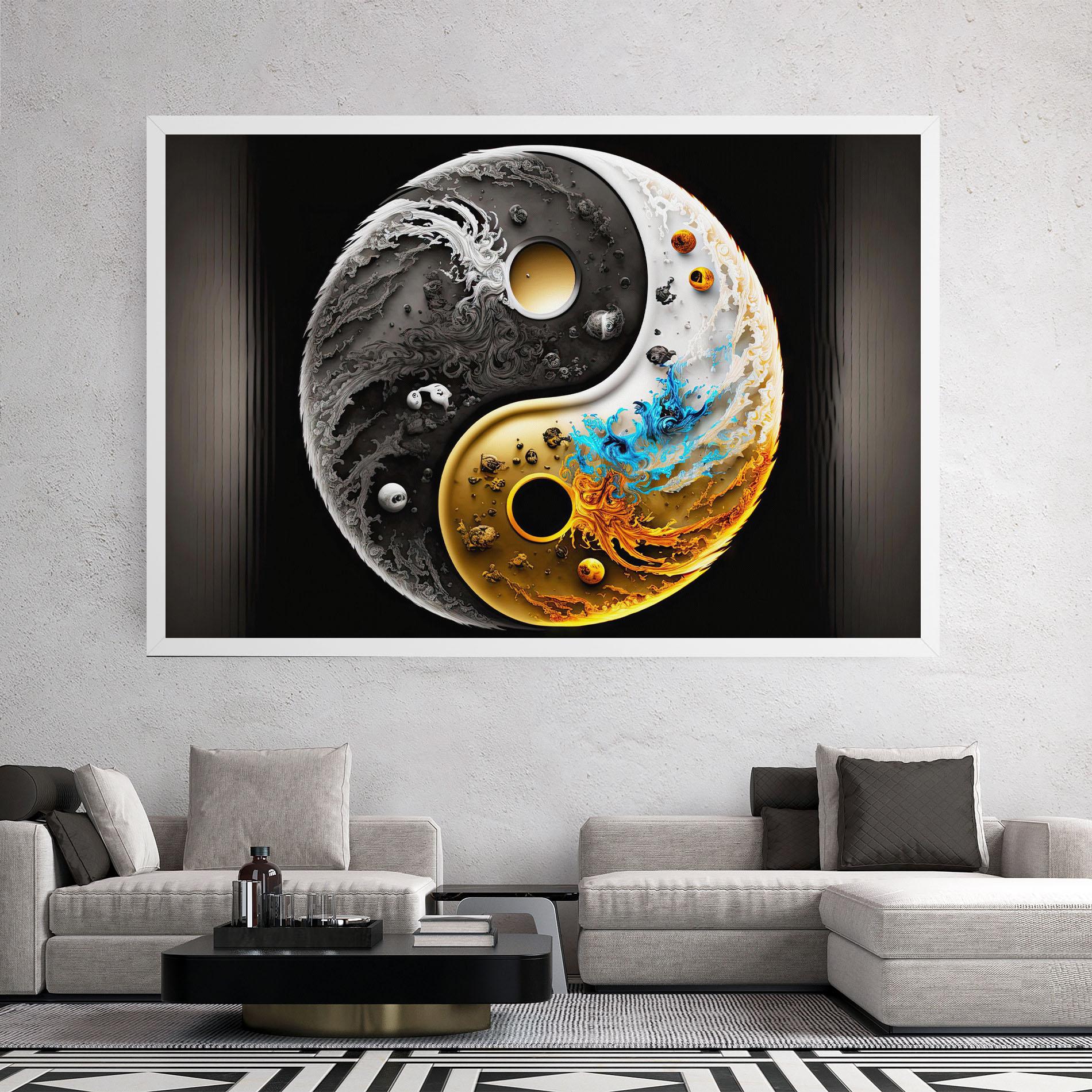 Tablou Canvas Black Yellow Yinyang mockup 2