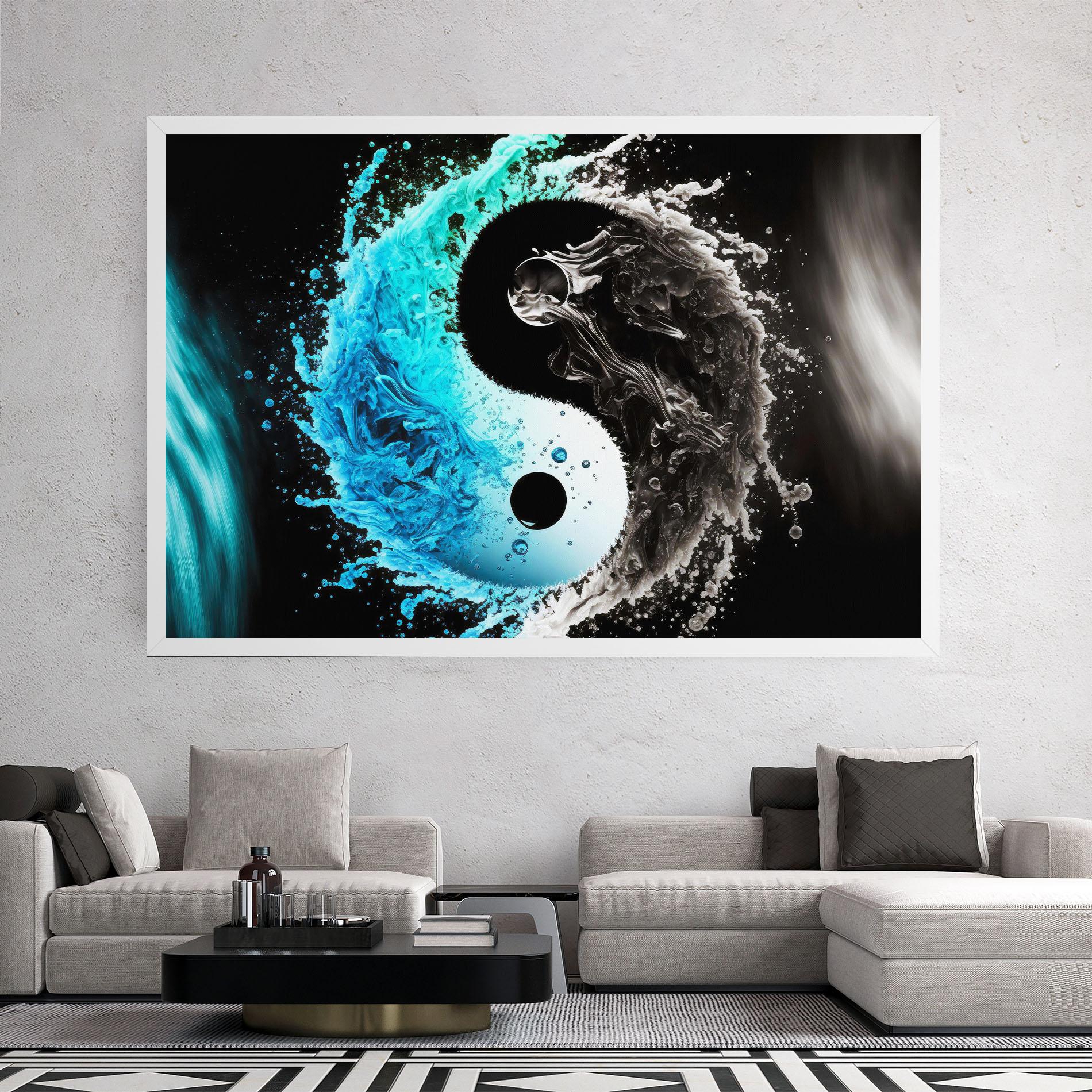 Tablou Canvas Blue Black Yinyang mockup 2