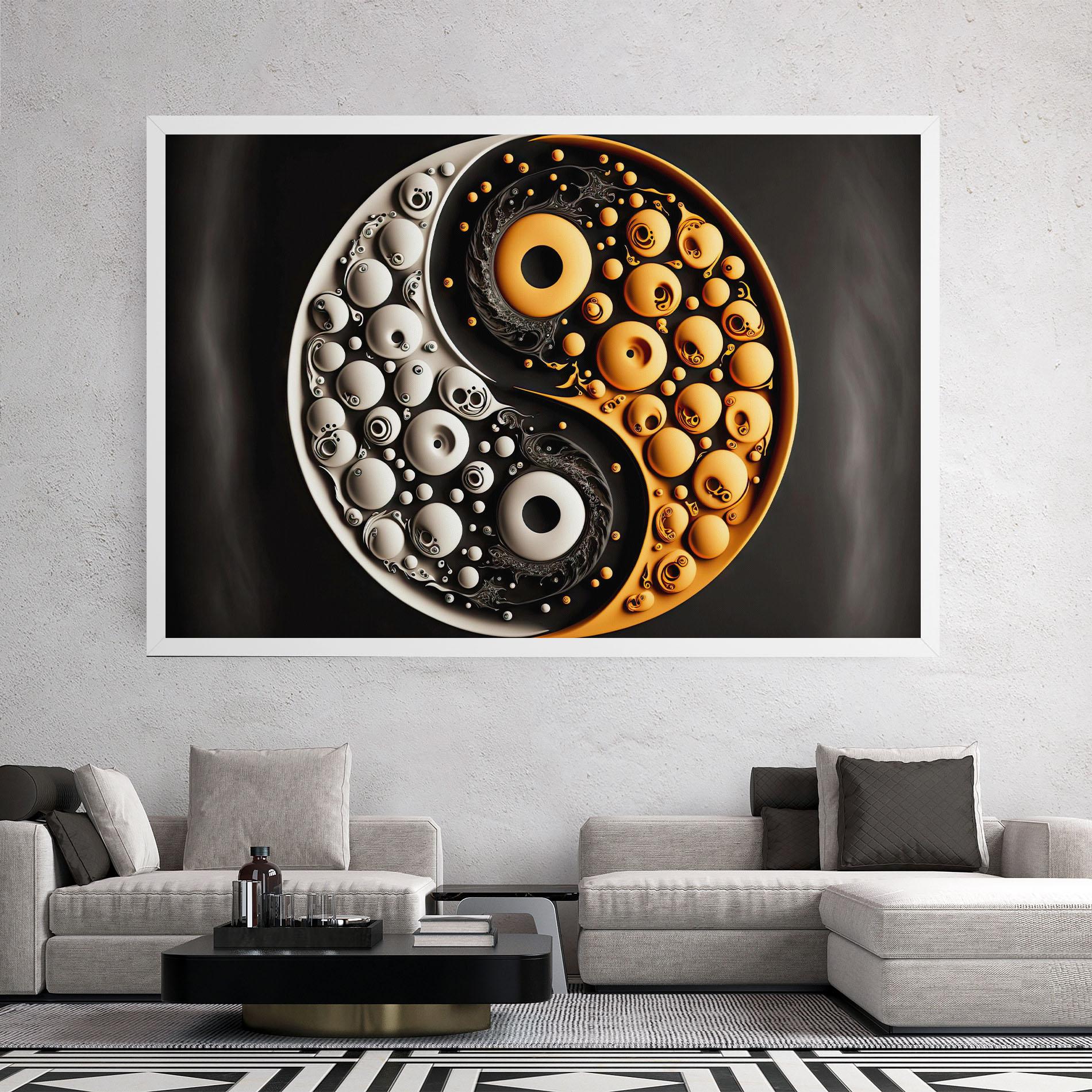 Tablou Canvas Cream Balls Yinyang mockup 2
